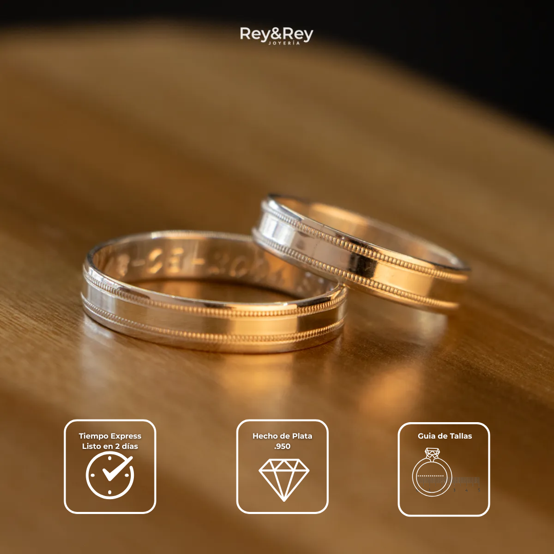 Anillos Matrimoniales Par Milgrain Plata