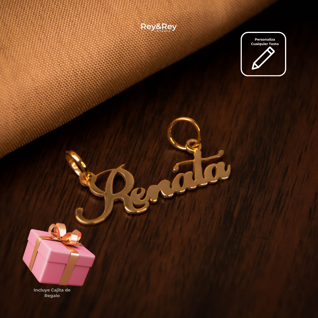 Dije Nombre Personalizado Pluma en Oro 10k Clasico