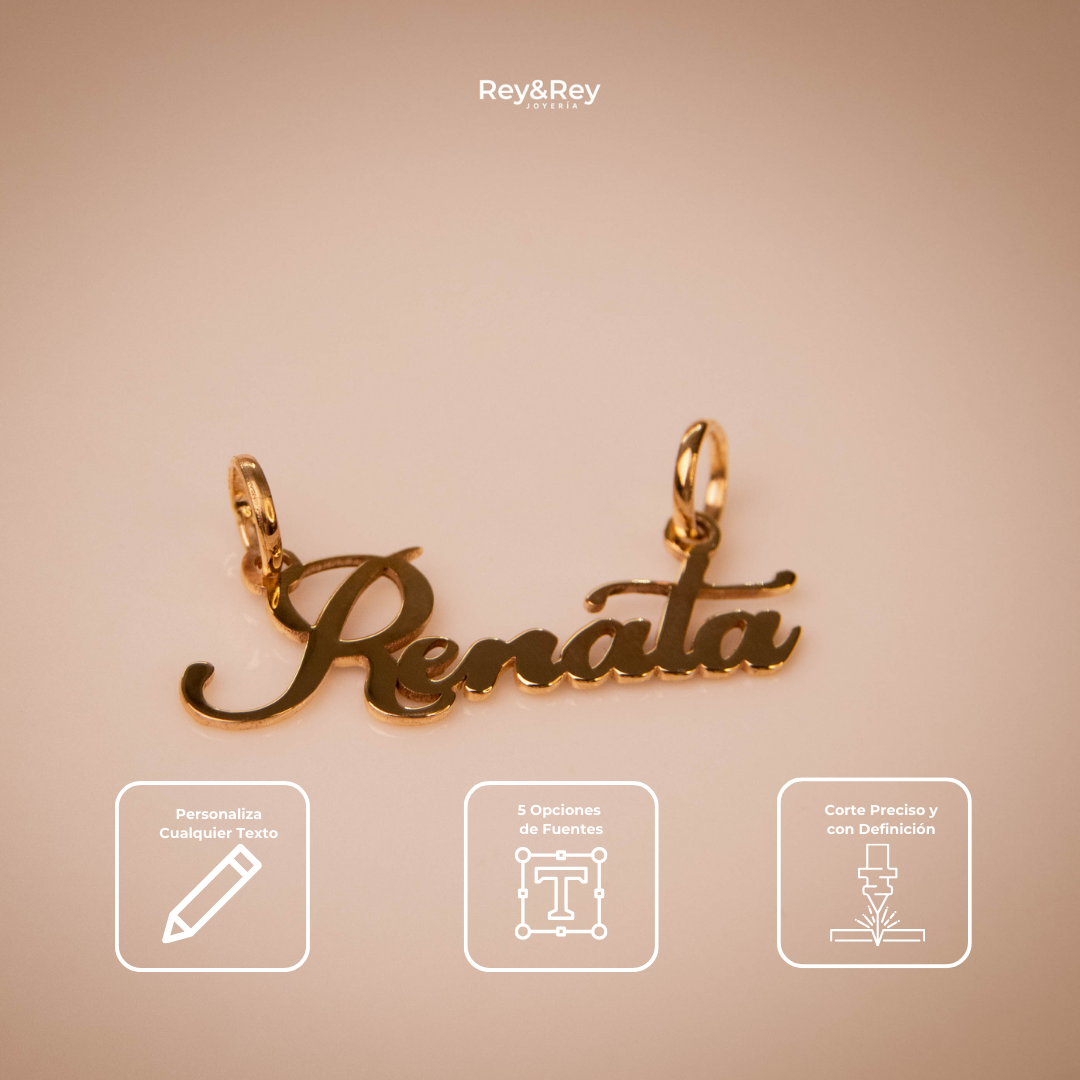 Dije Nombre Personalizado Pluma en Oro 10k Clasico