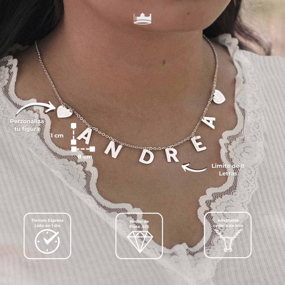 Collar Letras Personalizable Plata .925 Primerly