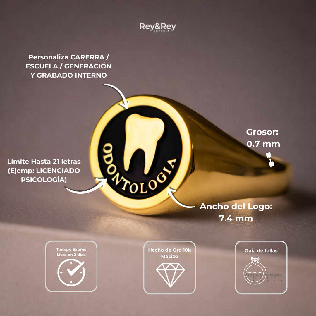Anillo Graduación Sello Oro 10k