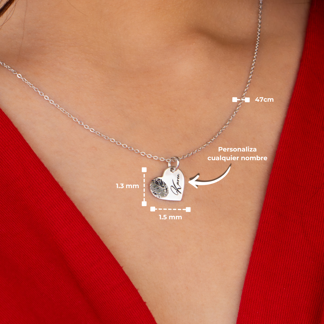Dije Corazon Huella Nombre Plata.925 Primerly