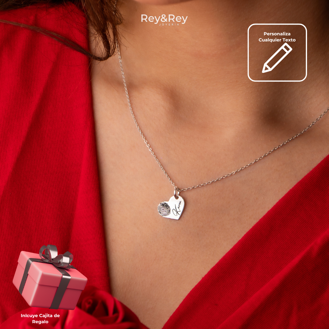 Dije Corazon Huella Nombre Plata.925 Primerly