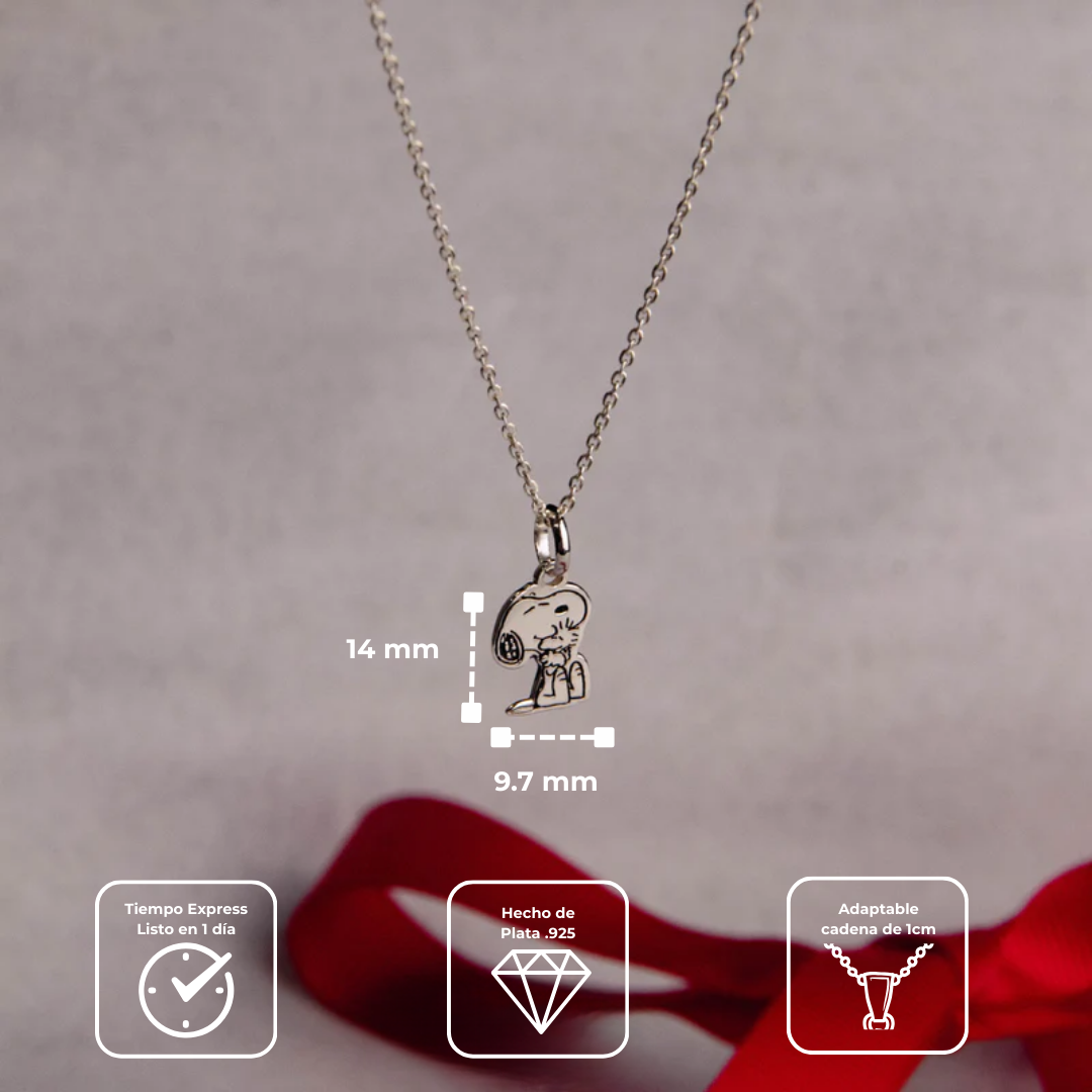 Collar Snoopy Sentado Mini Plata .925 Primerly
