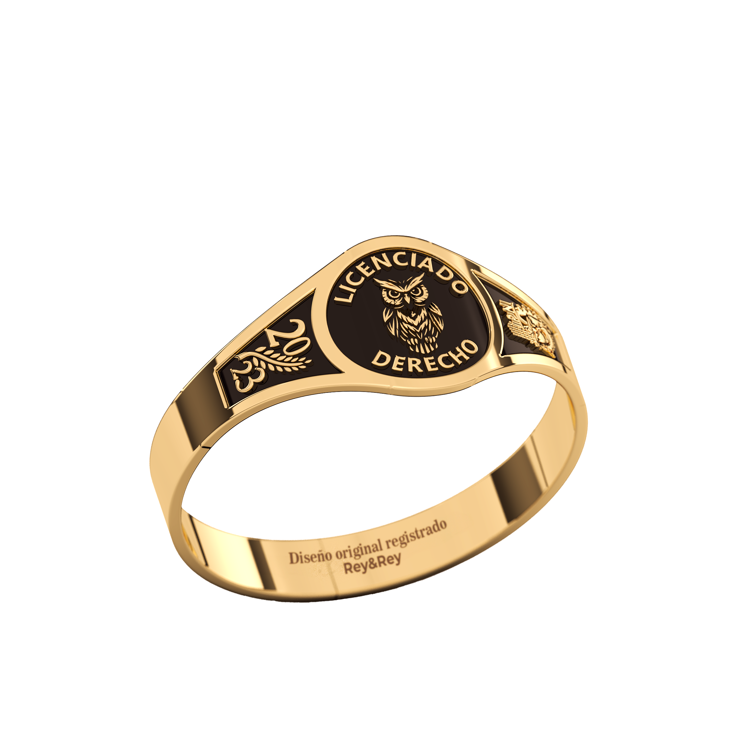 Anillo Round Graduación Logos Licenciatura en Plata