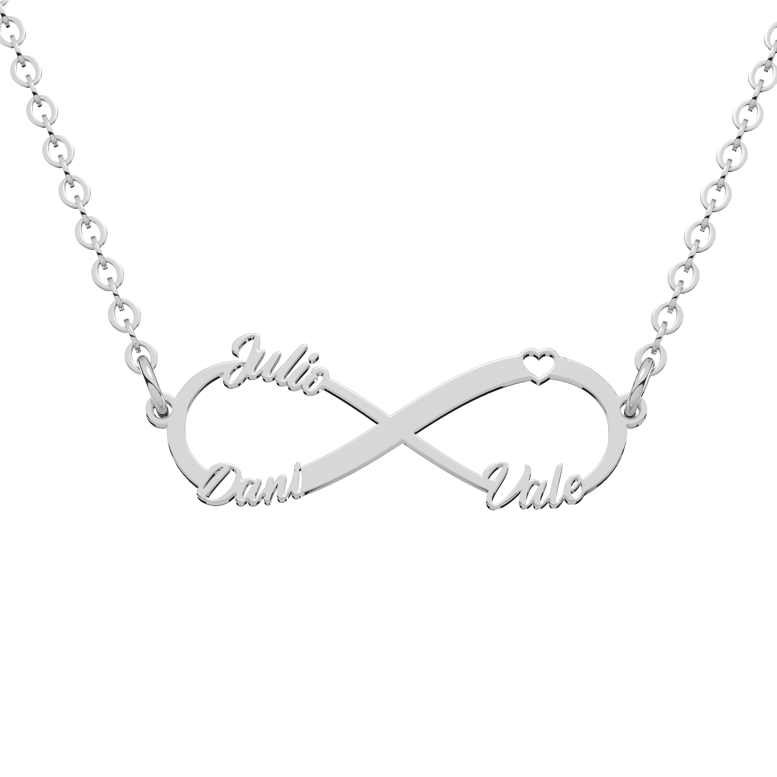 Collar Infinito 3 Nombres Personalizable Plata .925 Primerly