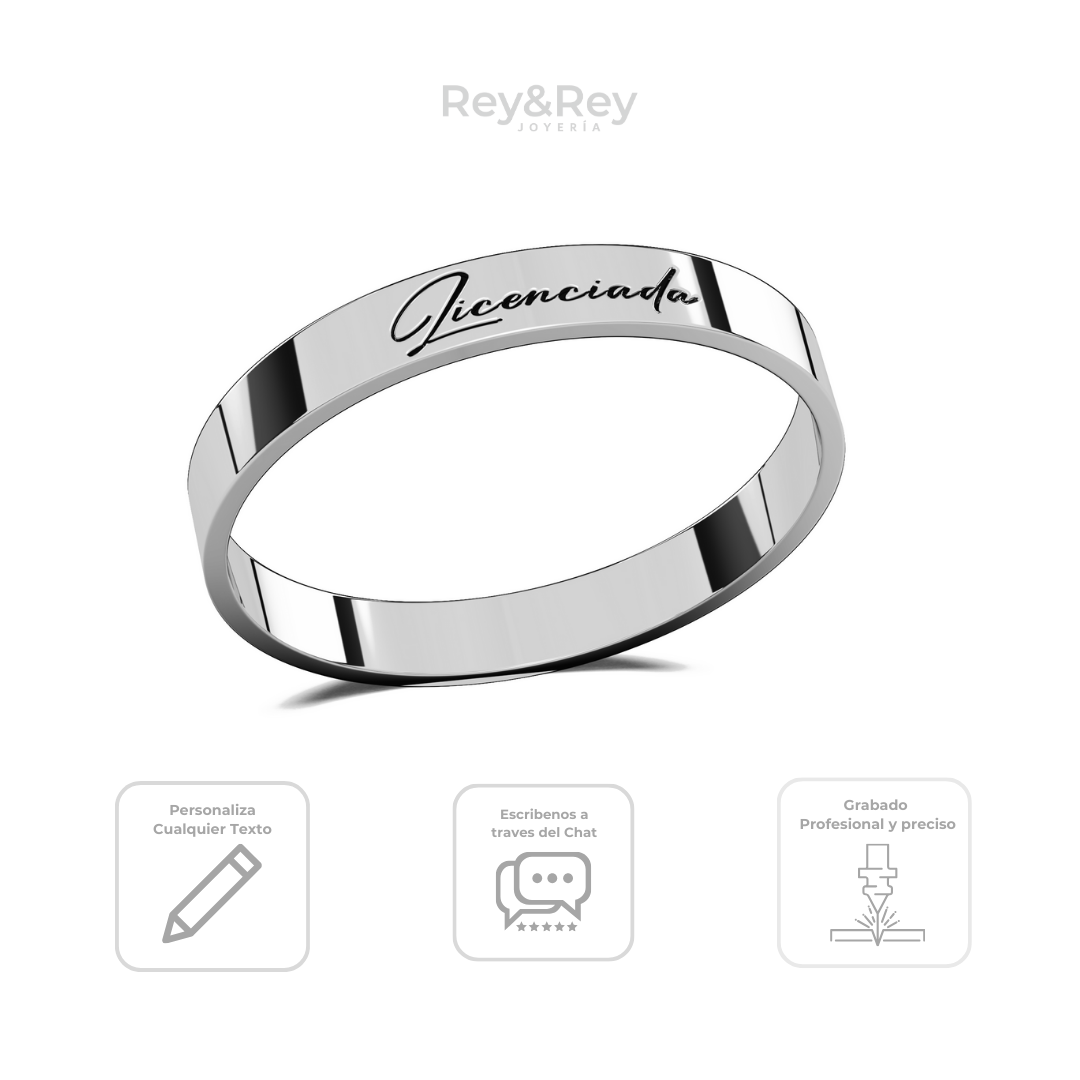 Anillo Graduación Lettering Plata .925