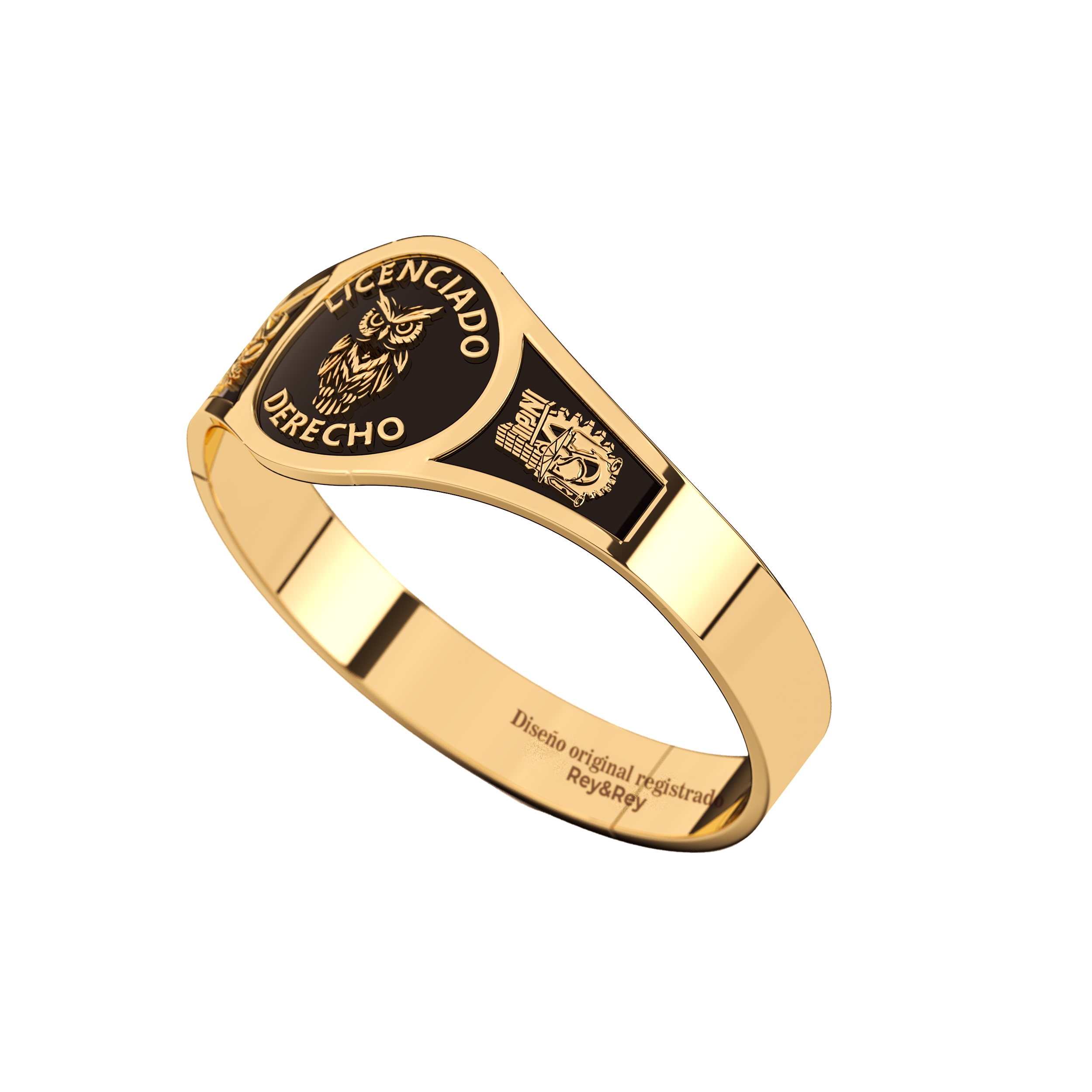 Anillo Round Graduación Logos Licenciatura en Plata