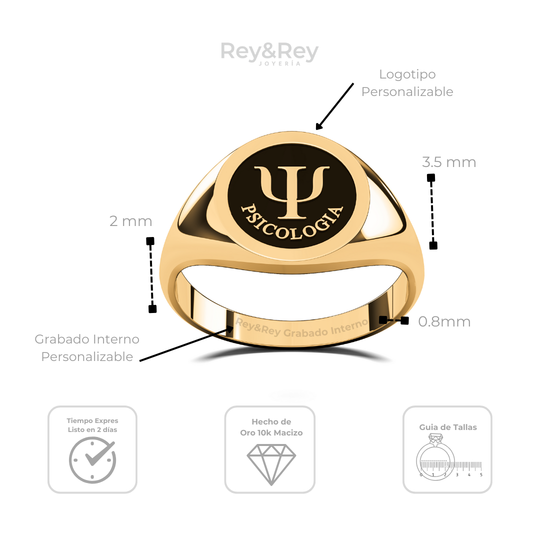 Anillo Graduación Sello Oro 10k