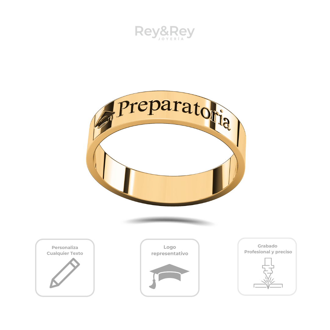 Anillo Graduación Flat Name Oro 10k