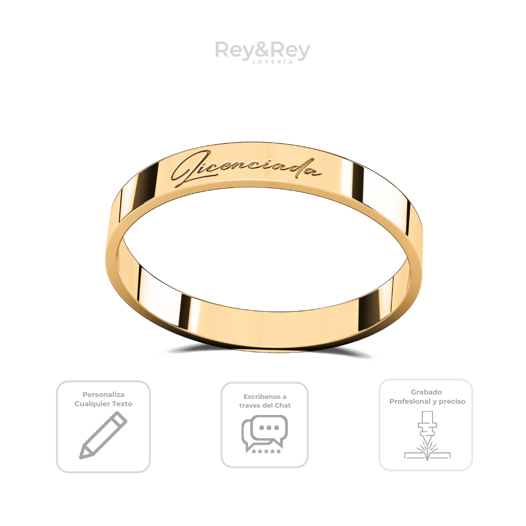 Anillo Graduación Lettering Oro 10k