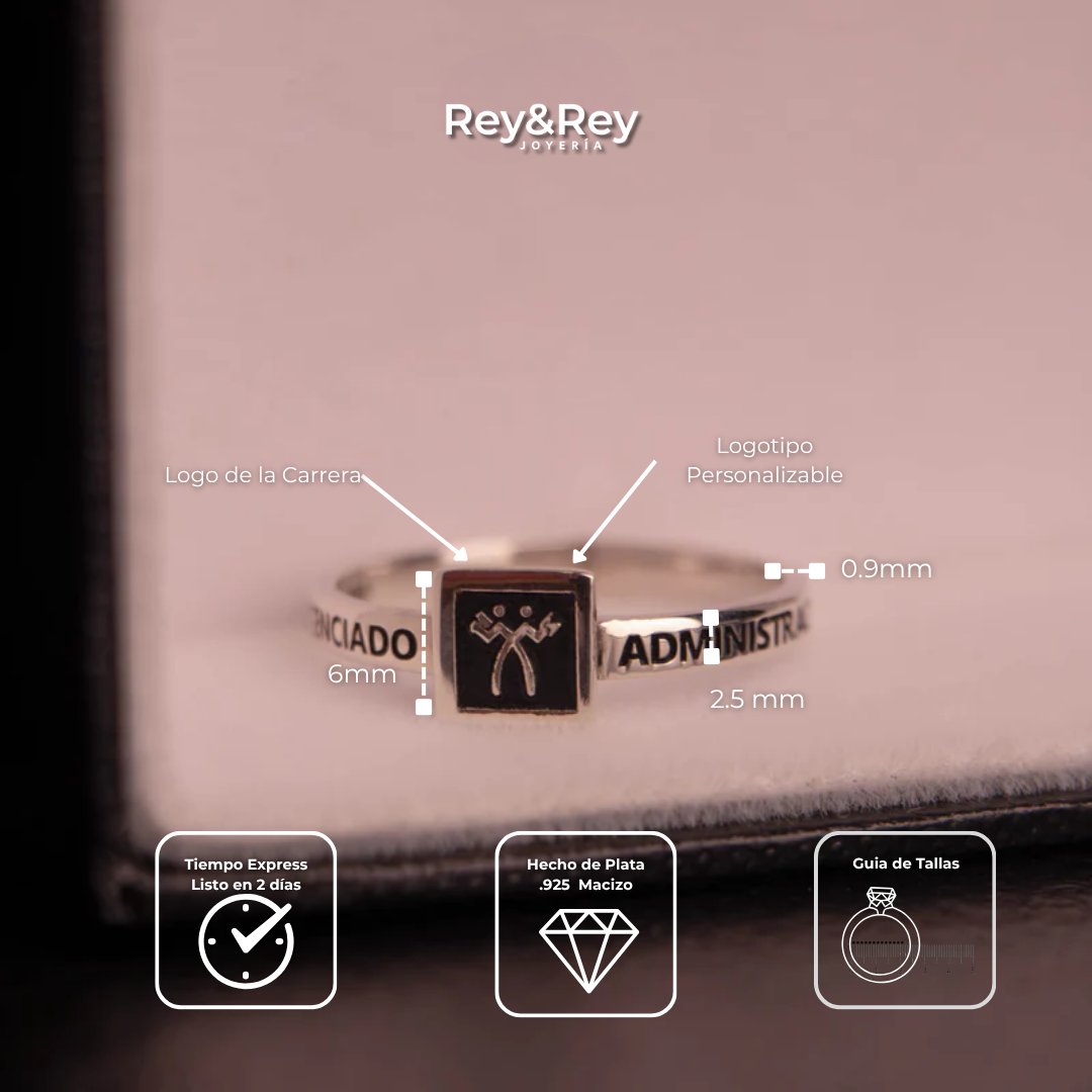 Anillo Graduación Square Plata .925