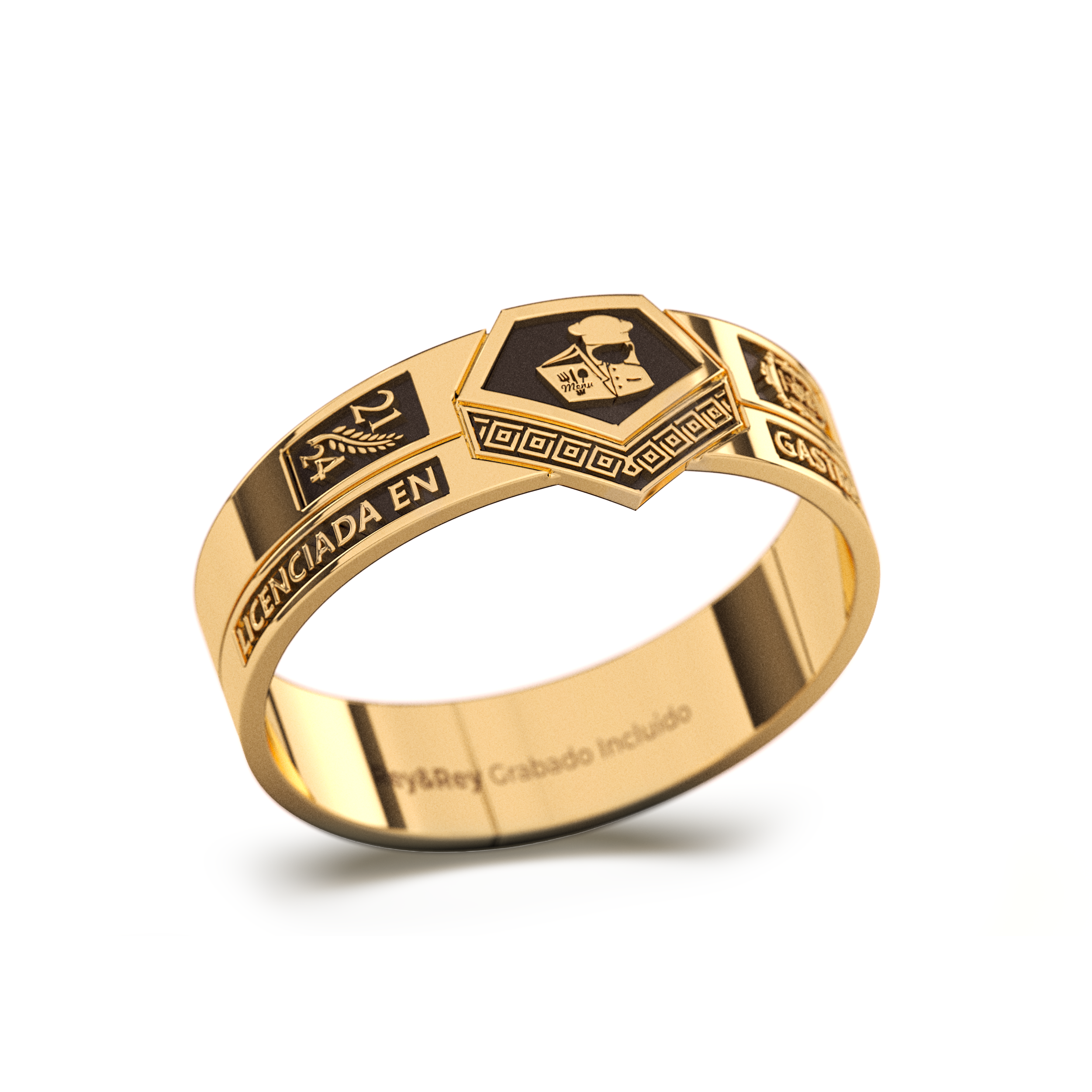 Anillo Graduación Alianza Grecas Oro 10k