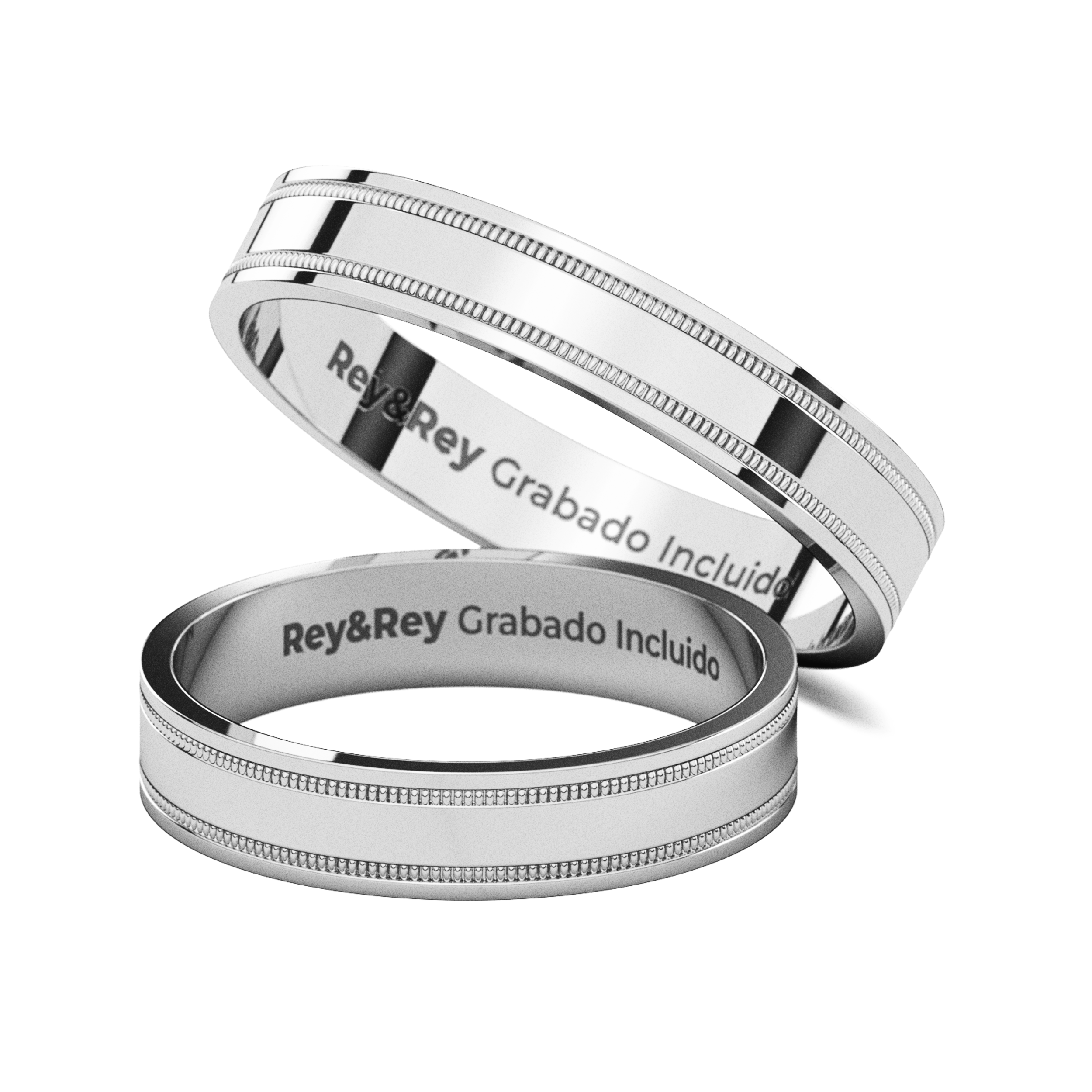 Anillos Matrimoniales Par Milgrain Plata