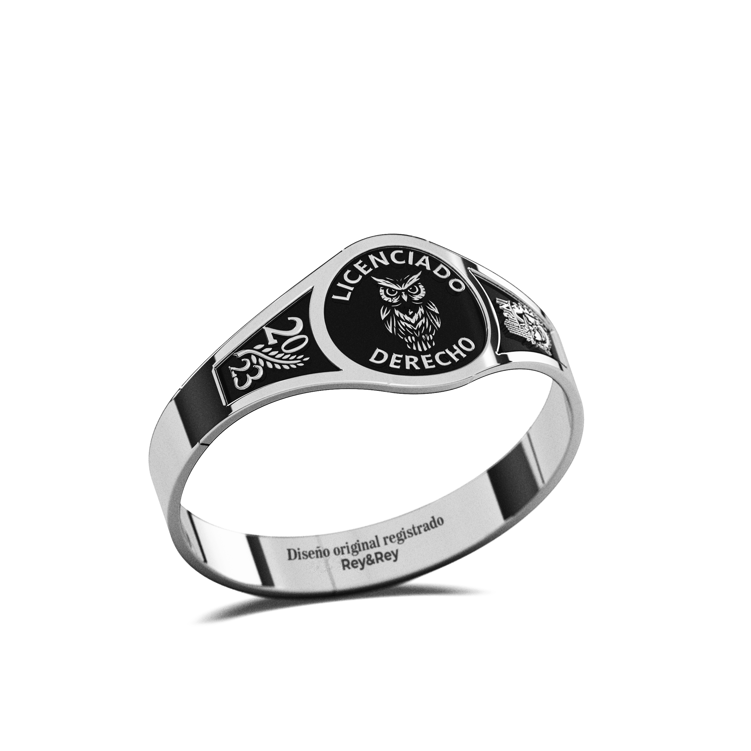 Anillo Round Graduación Logos Licenciatura en Plata
