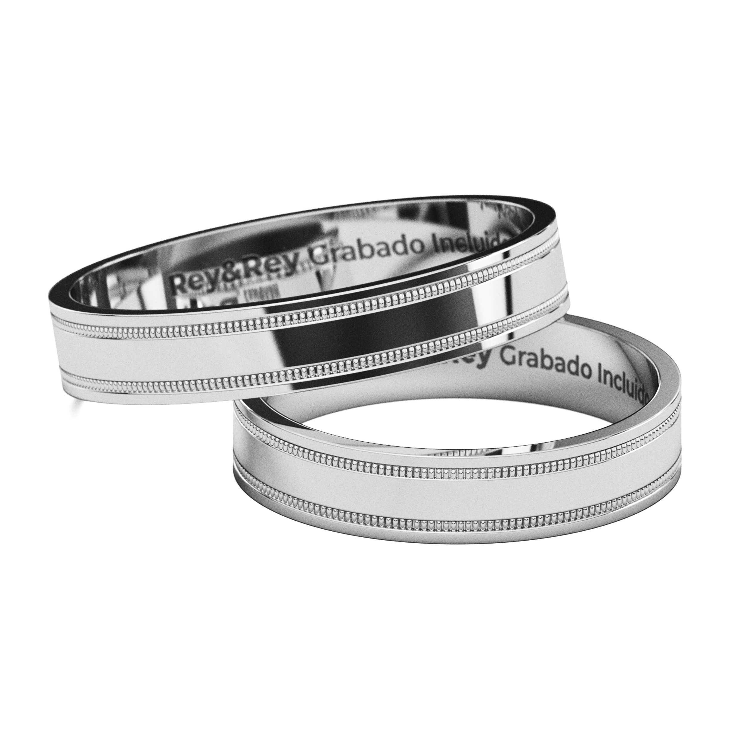Anillos Matrimoniales Par Milgrain Plata