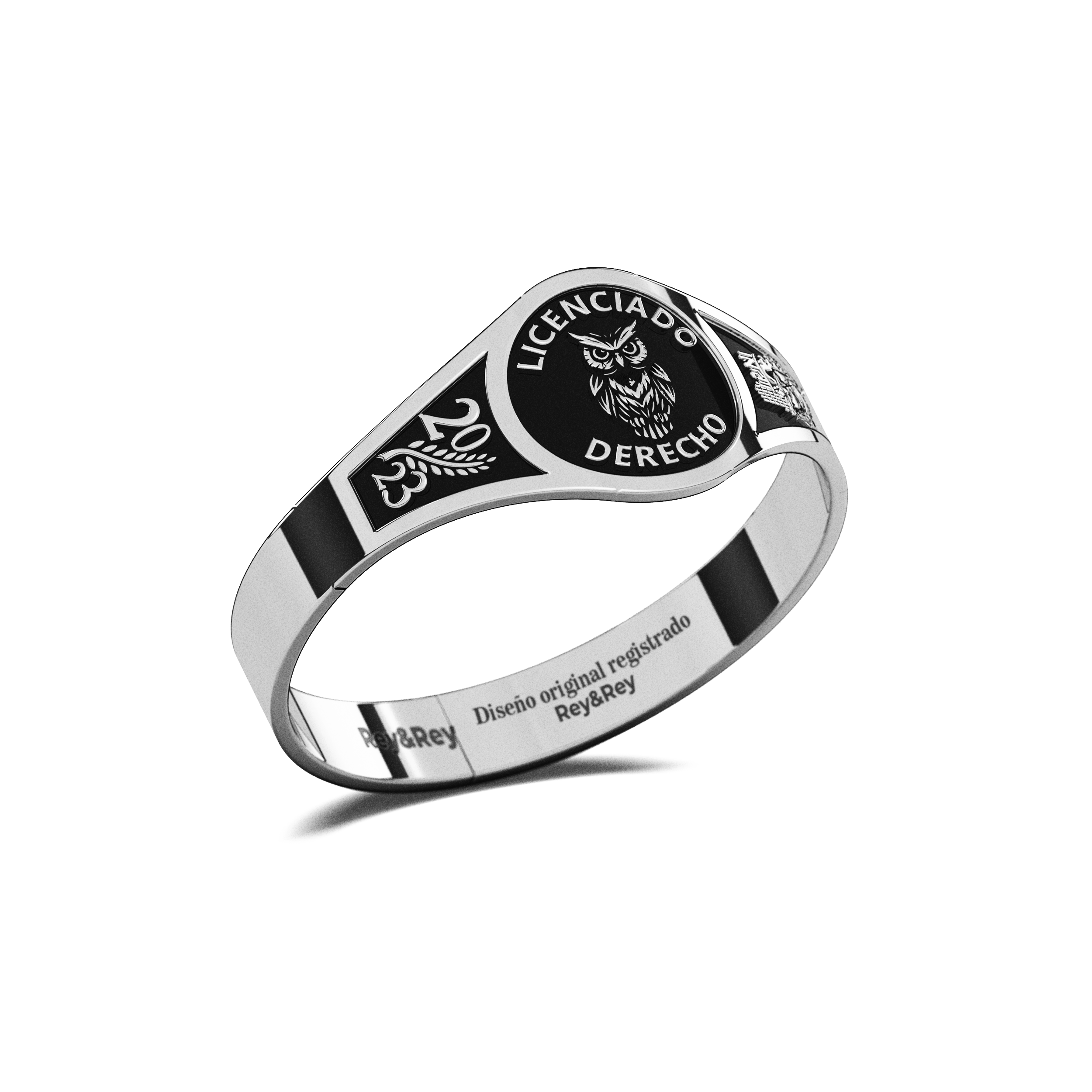 Anillo Round Graduación Logos Licenciatura en Plata