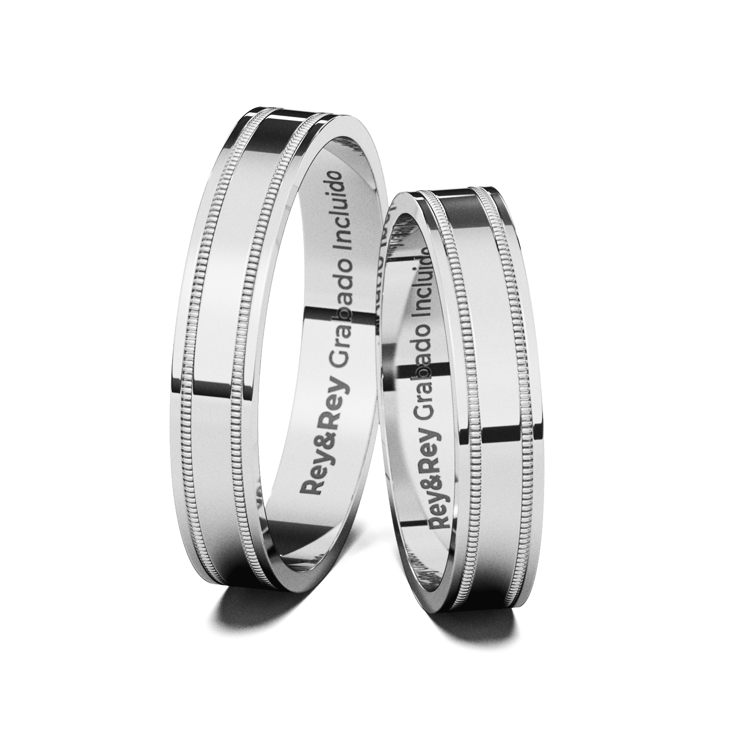 Anillos Matrimoniales Par Milgrain Plata