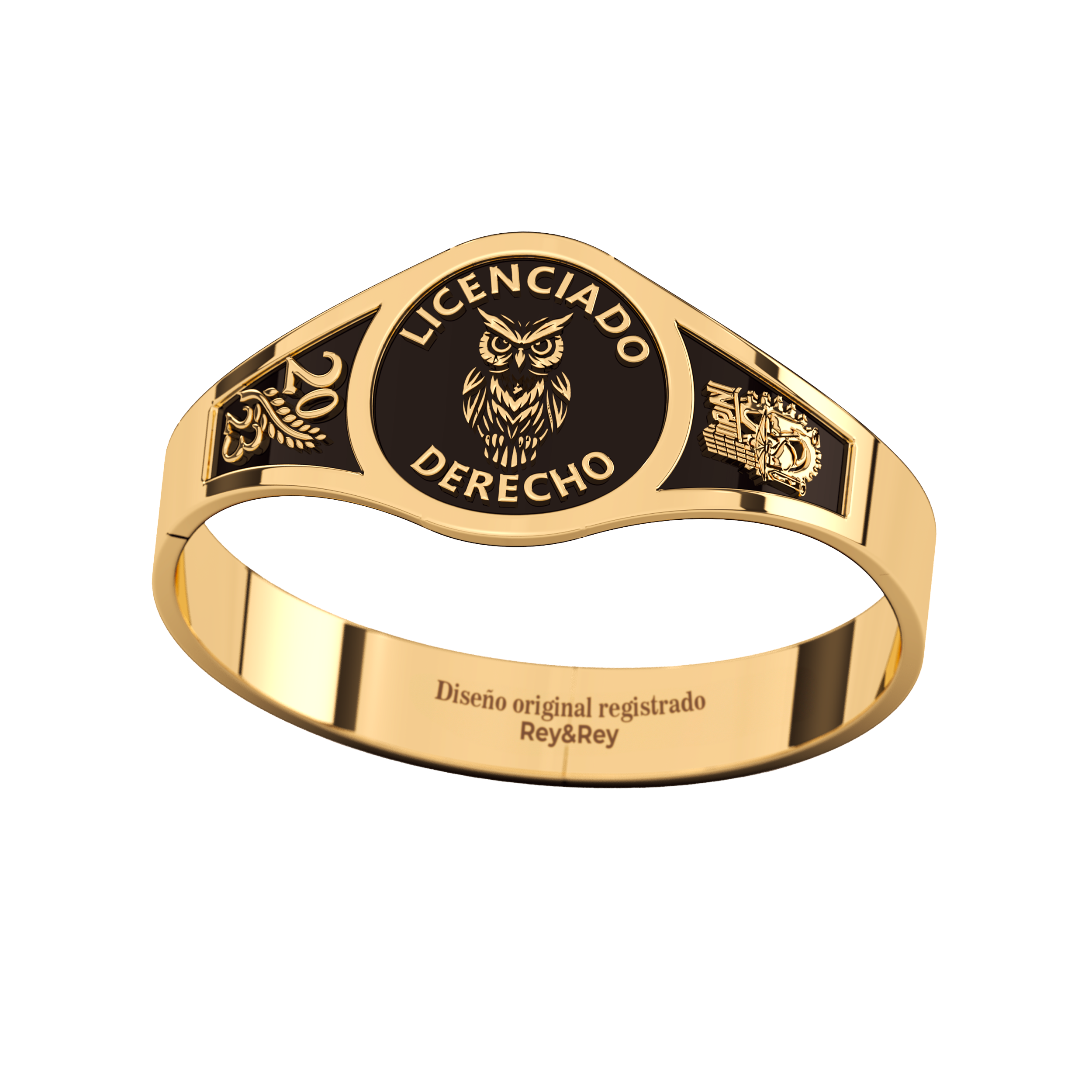 Anillo Round Graduación Logos Licenciatura en Plata