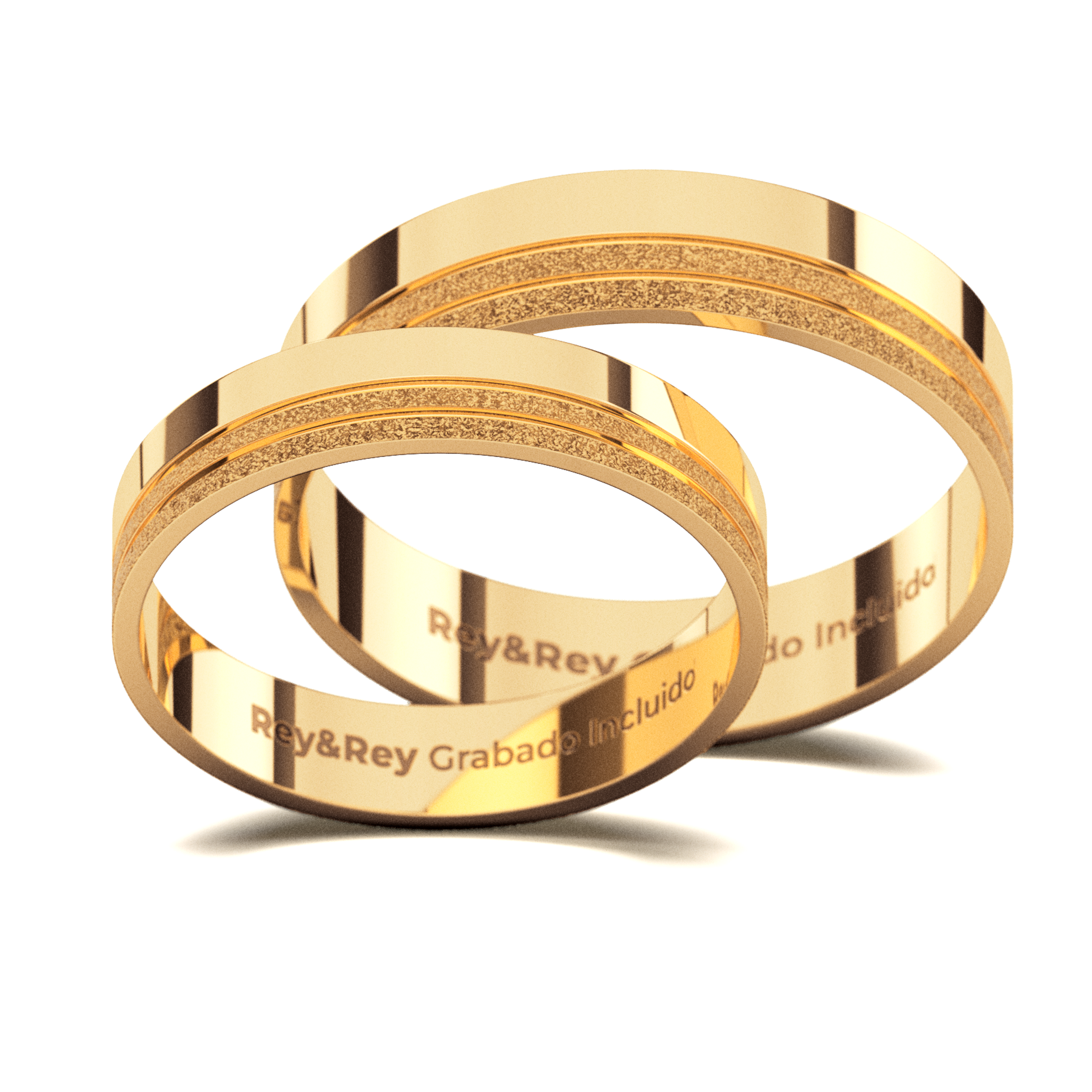 Anillos Matrimoniales Craquel LAT de Oro 10k