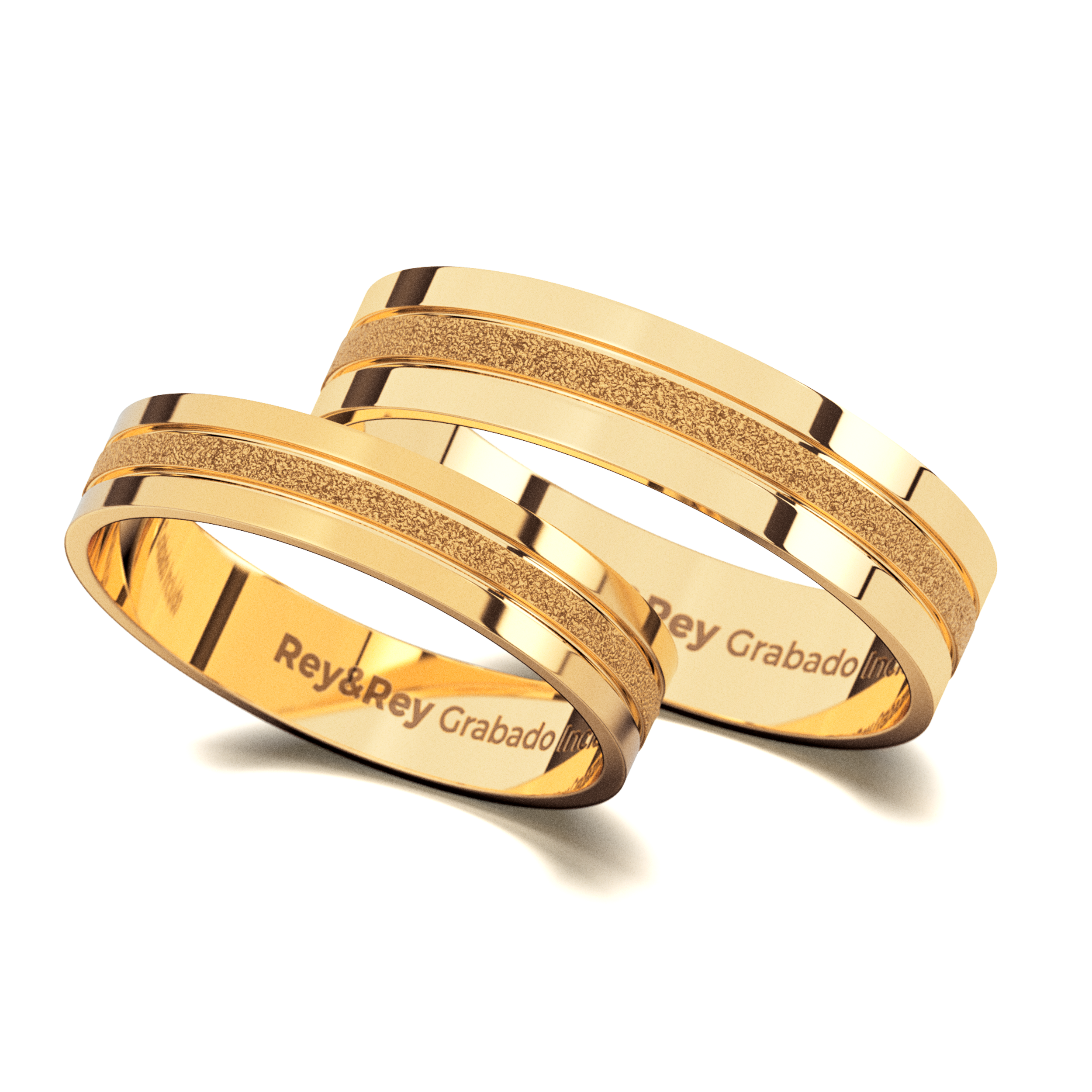 Anillos Matrimoniales Craquel MID de Oro 10k