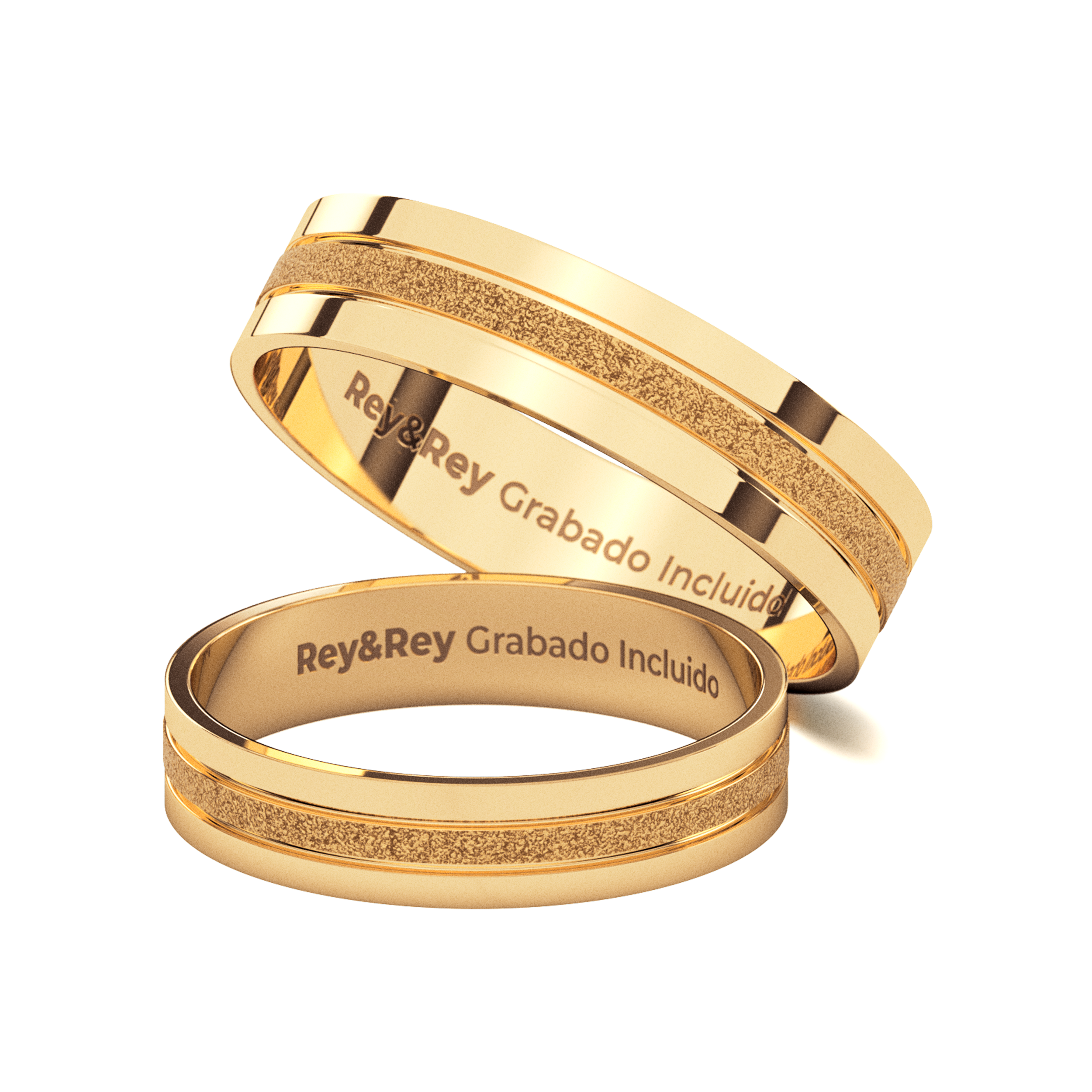 Anillos Matrimoniales Craquel MID de Oro 10k