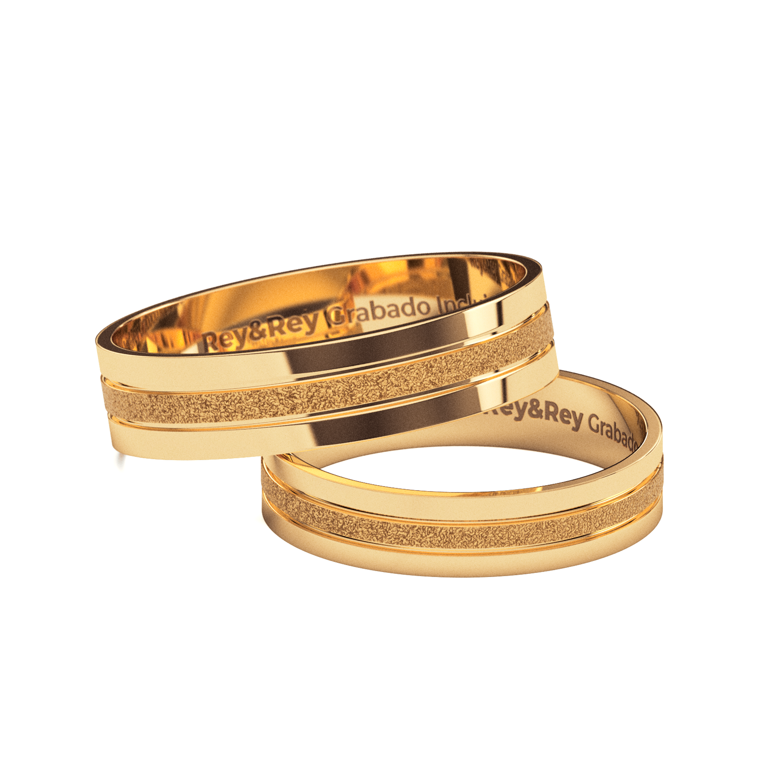 Anillos Matrimoniales Craquel MID de Oro 10k