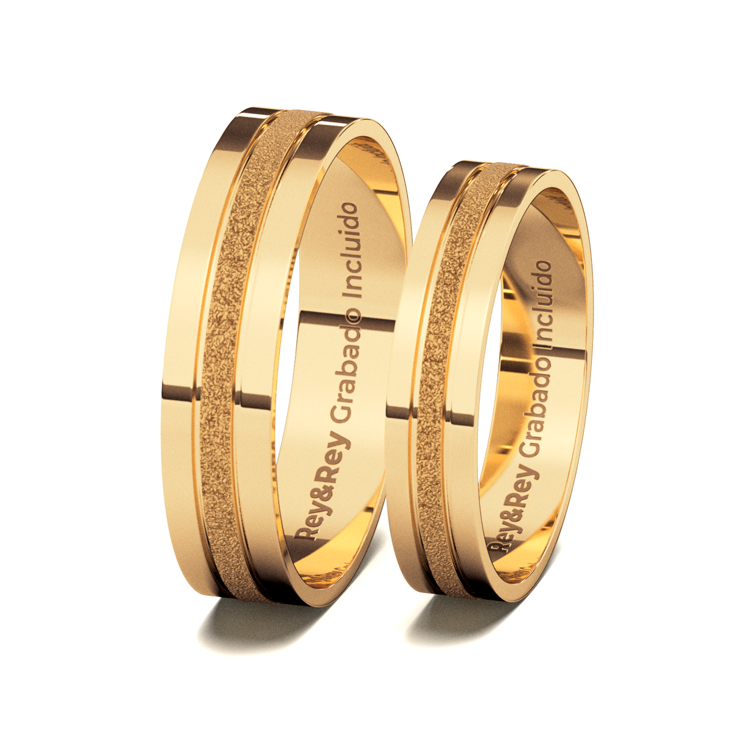 Anillos Matrimoniales Craquel MID de Oro 10k