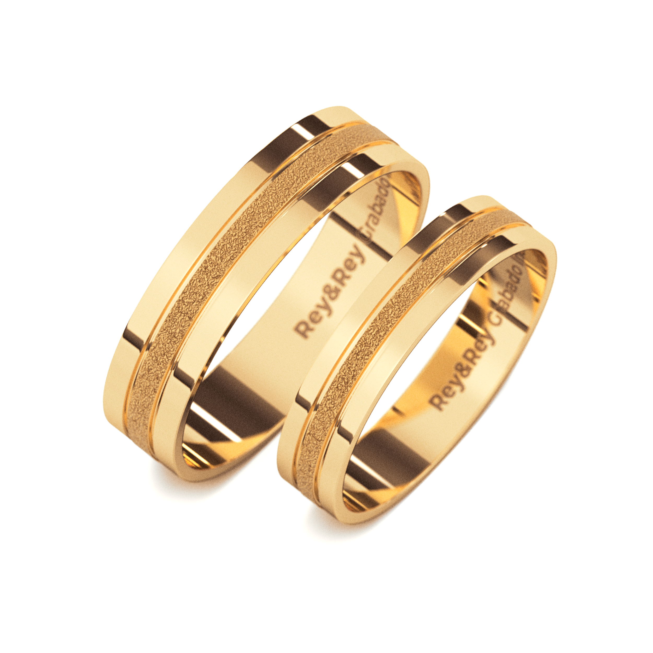 Anillos Matrimoniales Craquel MID de Oro 10k