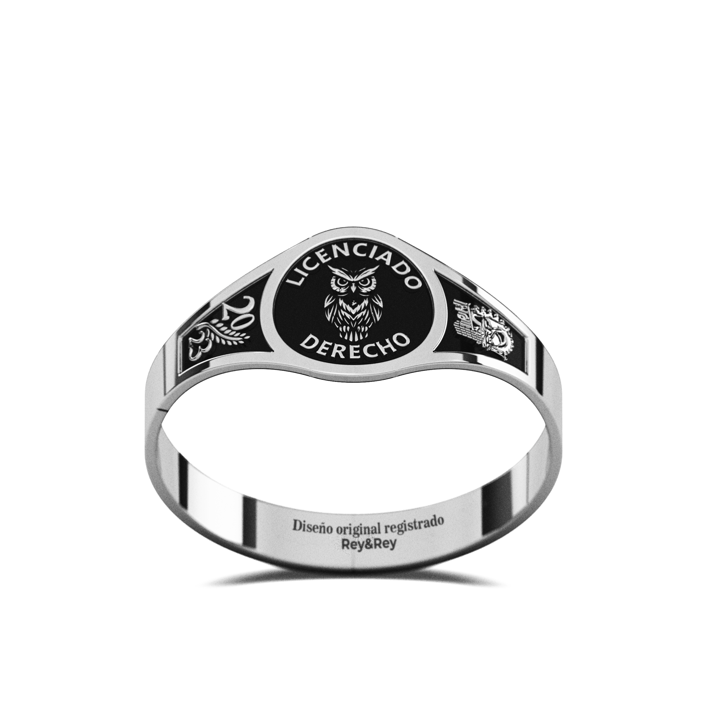 Anillo Round Graduación Logos Licenciatura en Plata