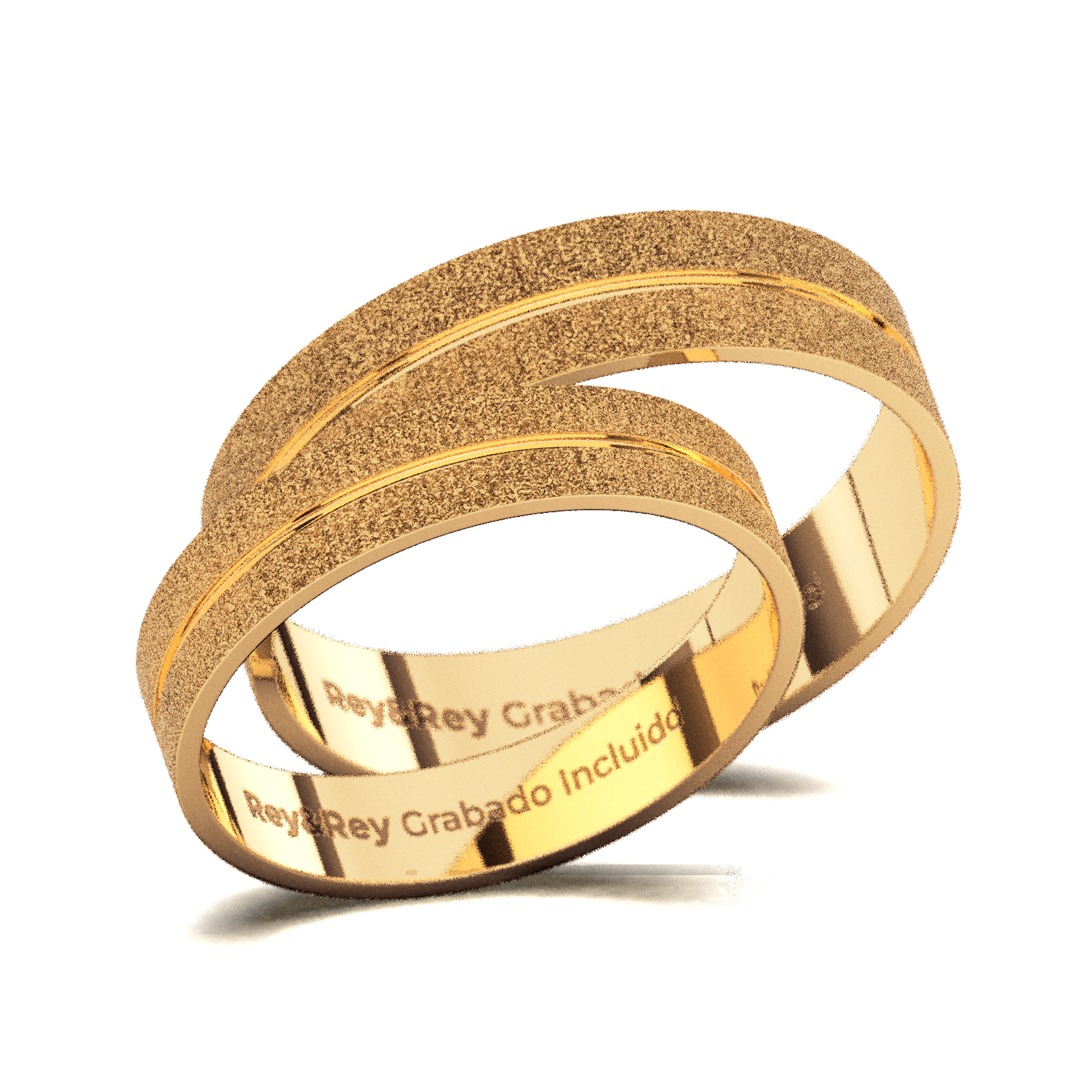 Anillos Matrimoniales Craquel SAND Oro 10k Par