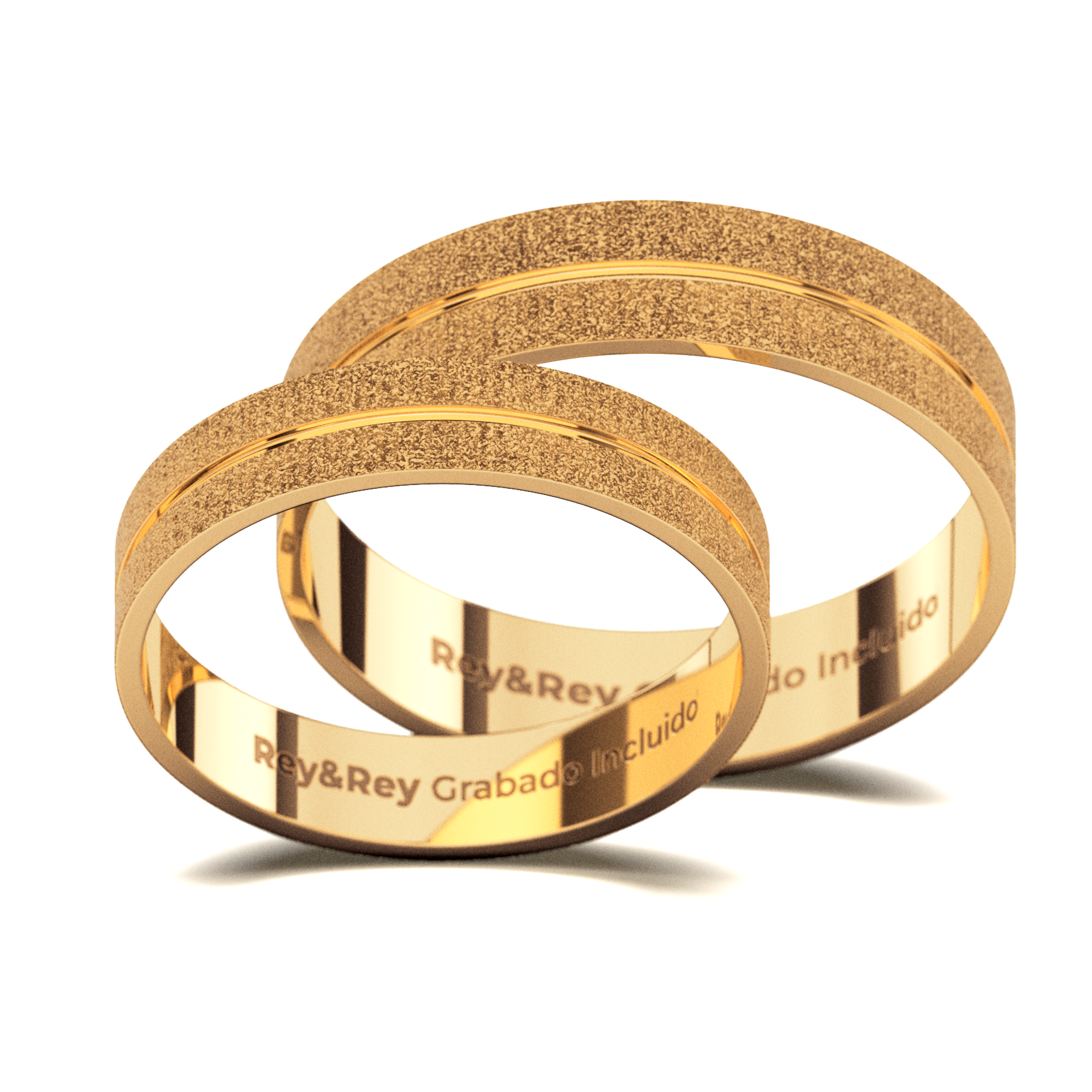 Anillos Matrimoniales Craquel SAND Oro 10k Par