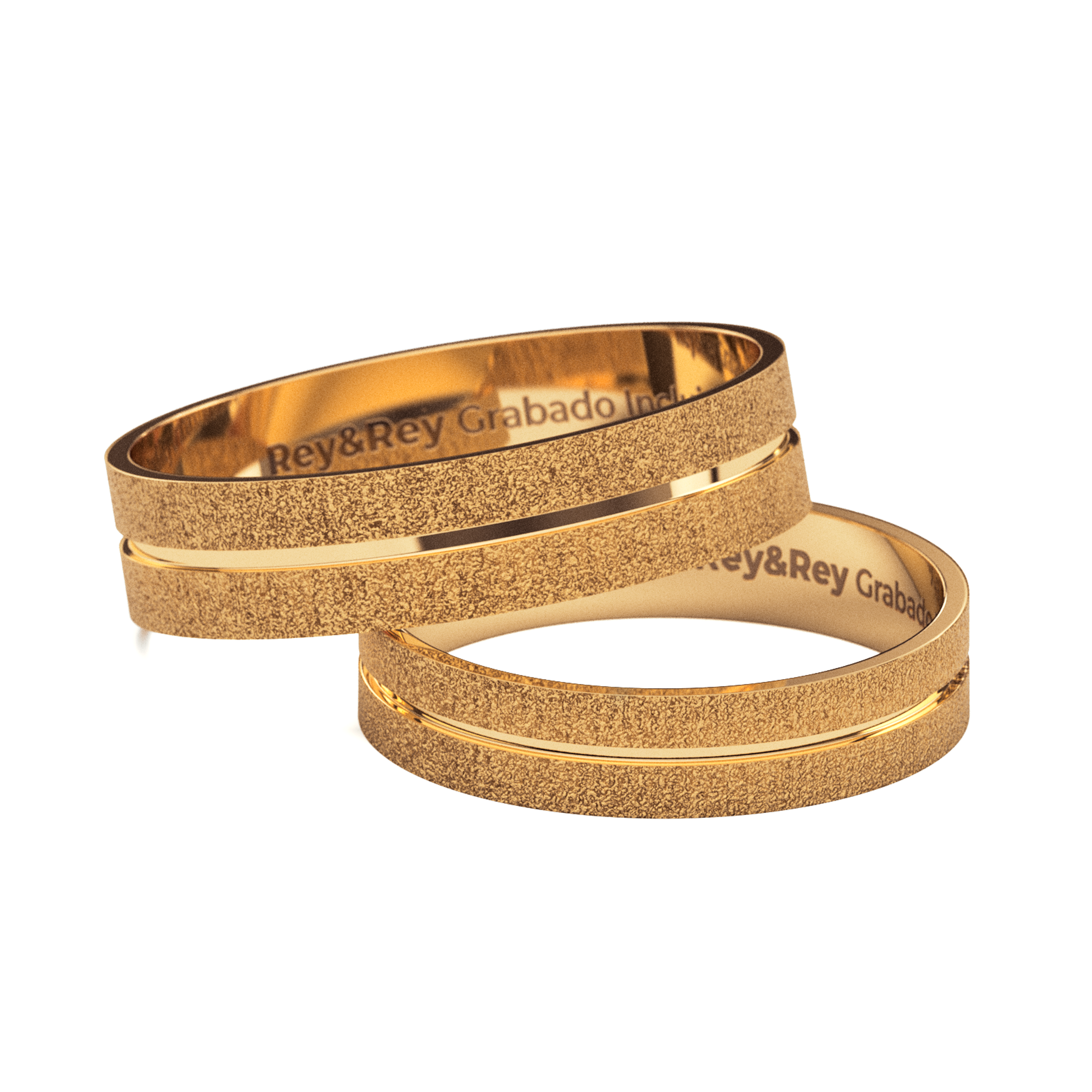 Anillos Matrimoniales Craquel SAND Oro 10k Par