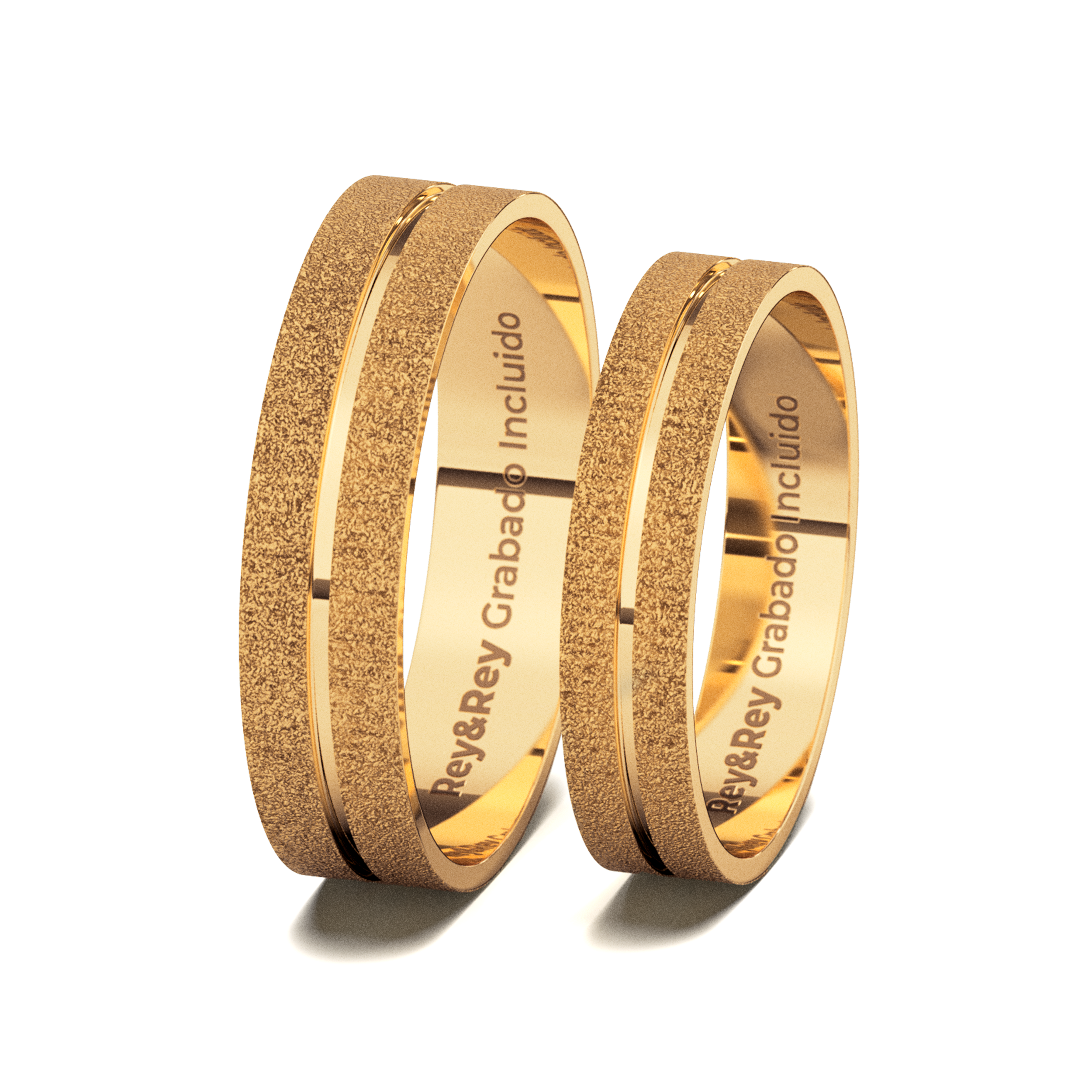 Anillos Matrimoniales Craquel SAND Oro 10k Par