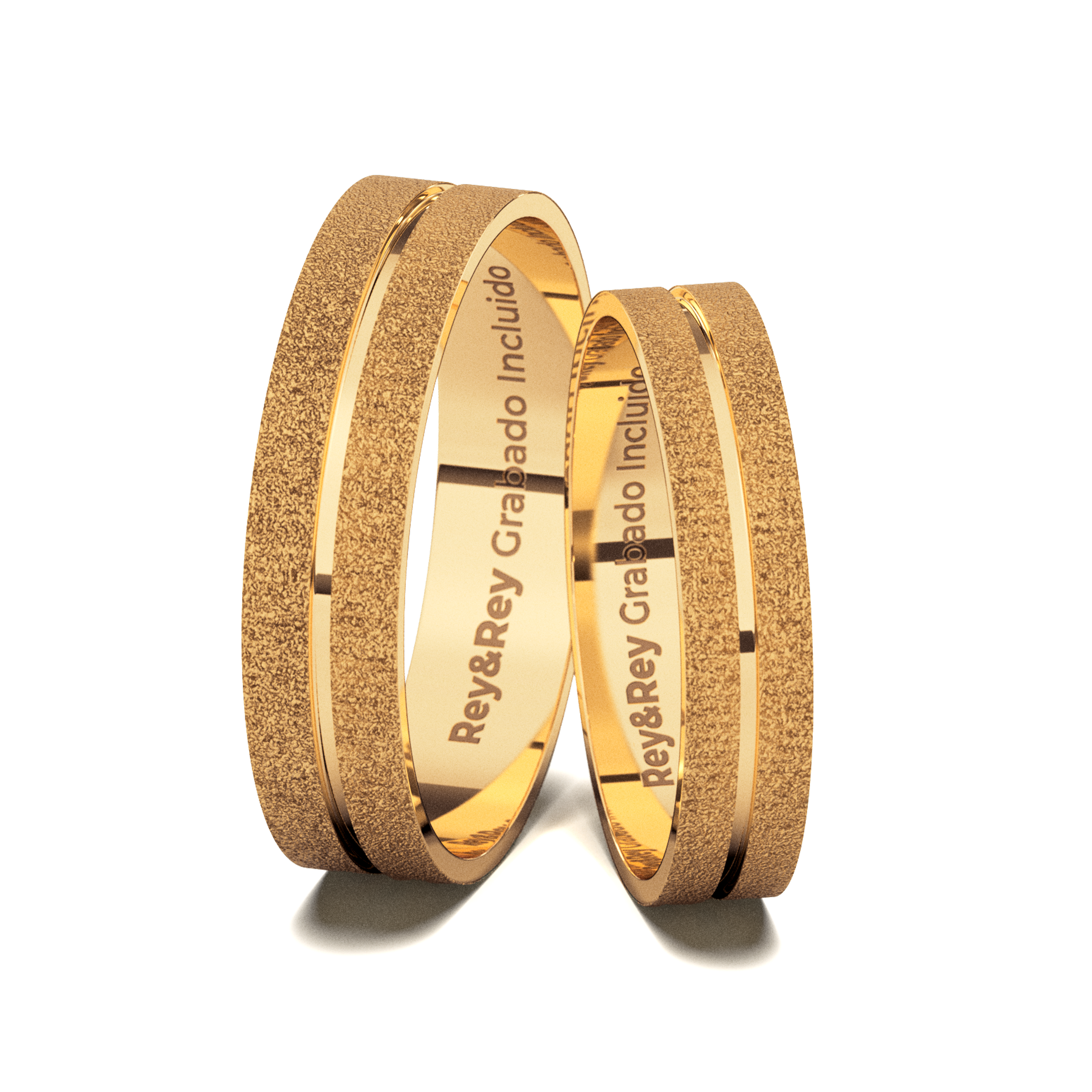 Anillos Matrimoniales Craquel SAND Oro 10k Par