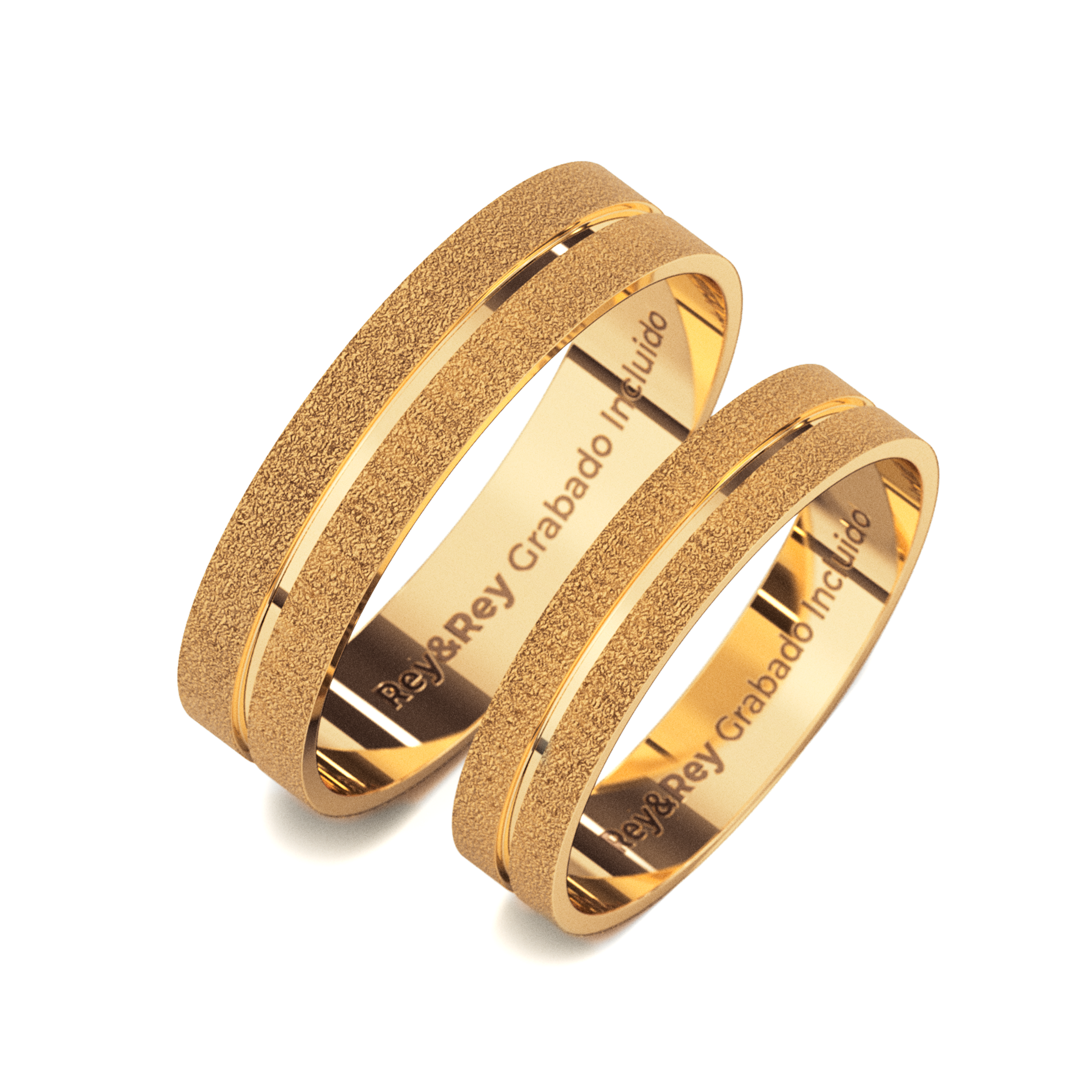 Anillos Matrimoniales Craquel SAND Oro 10k Par