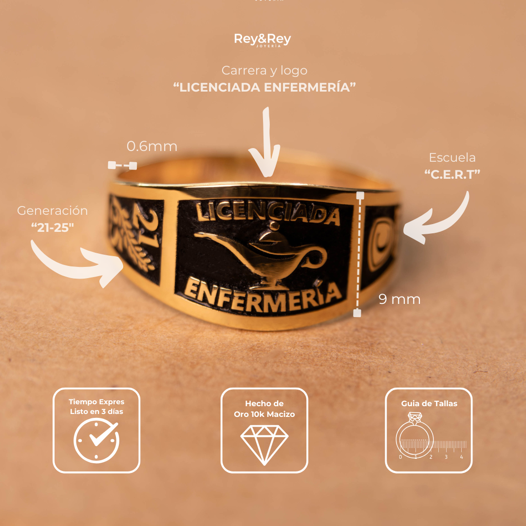 Anillo Graduación Belt Oro 10k