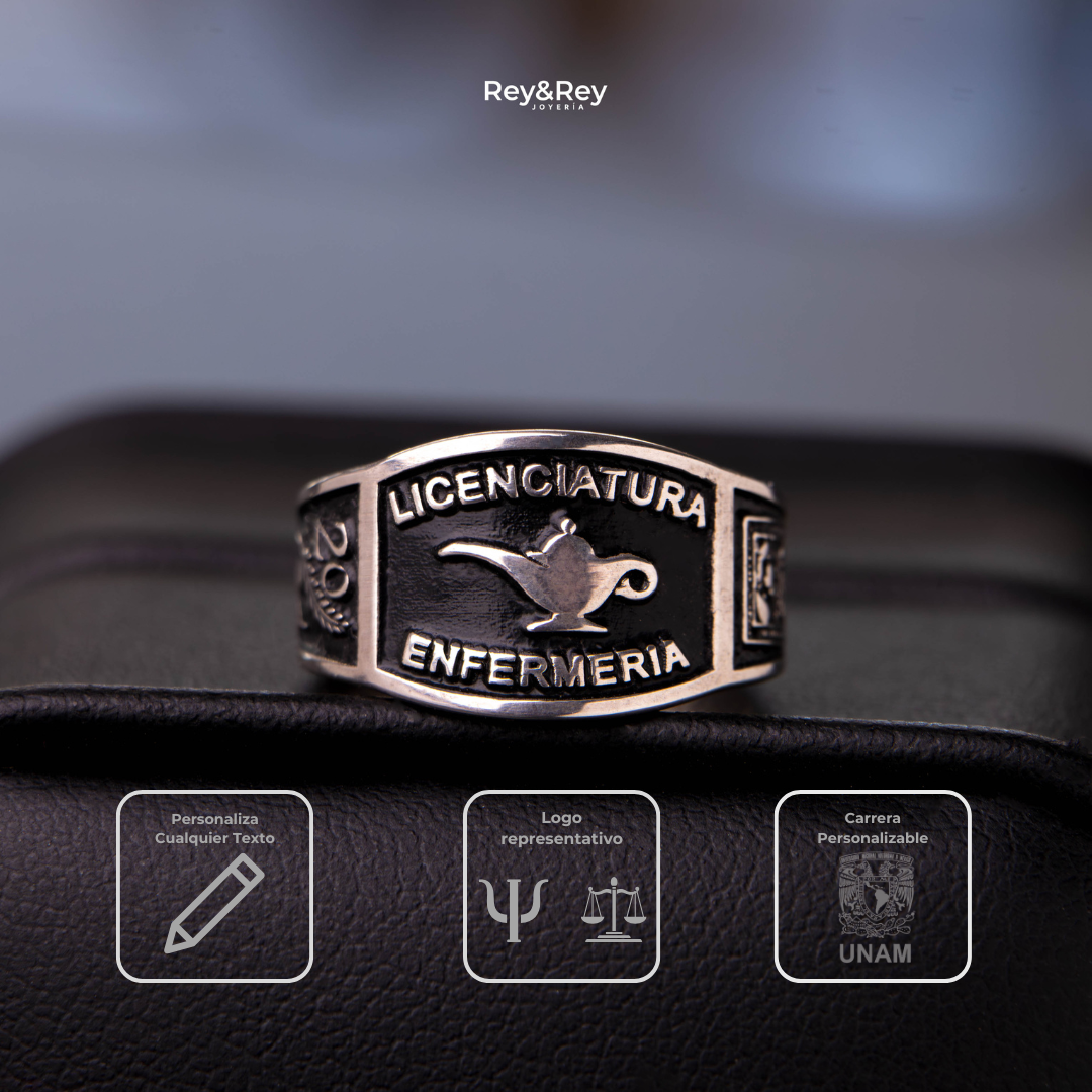 Anillo Belt Graduación Logos Licenciatura en Plata