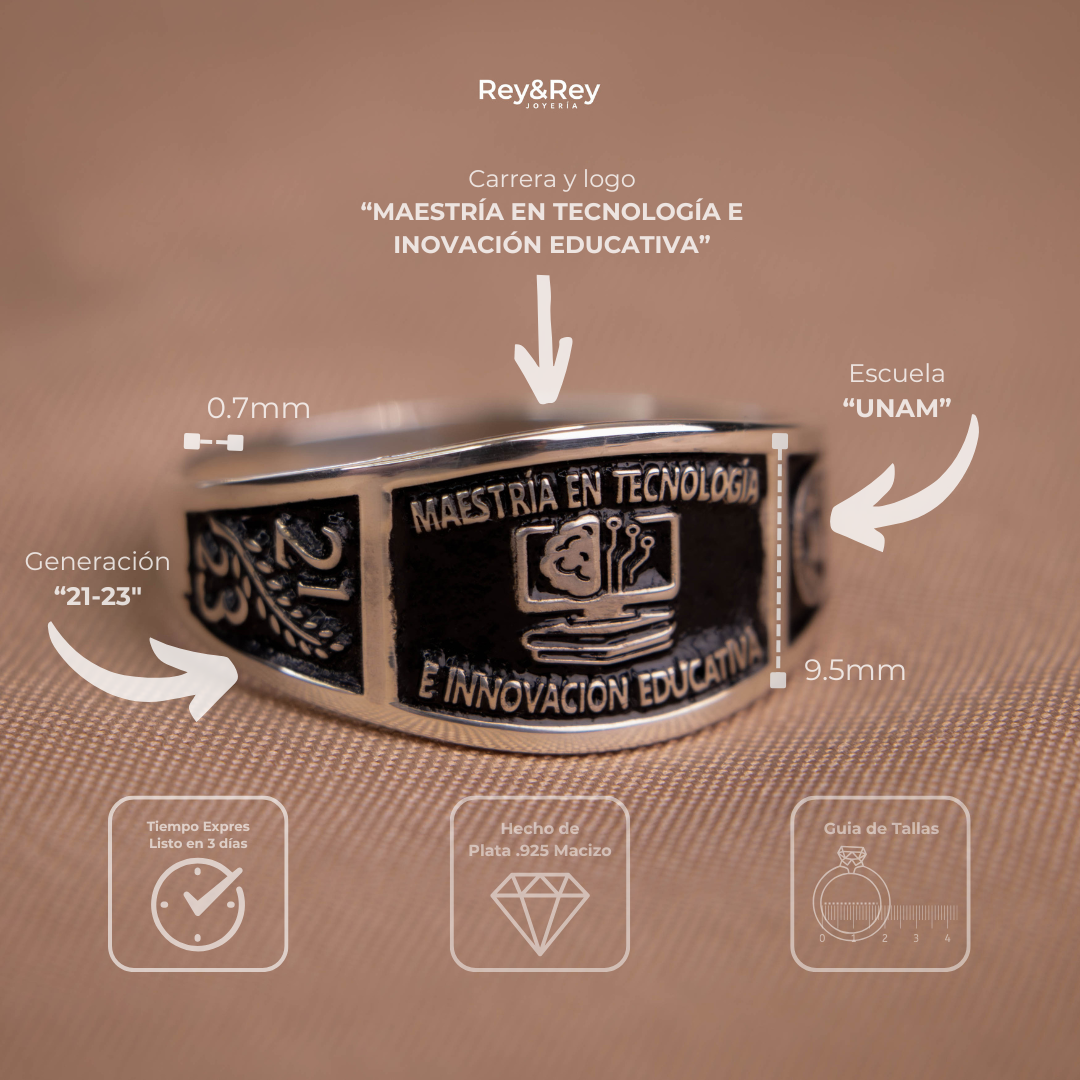Anillo Belt Graduación Logos Licenciatura en Plata