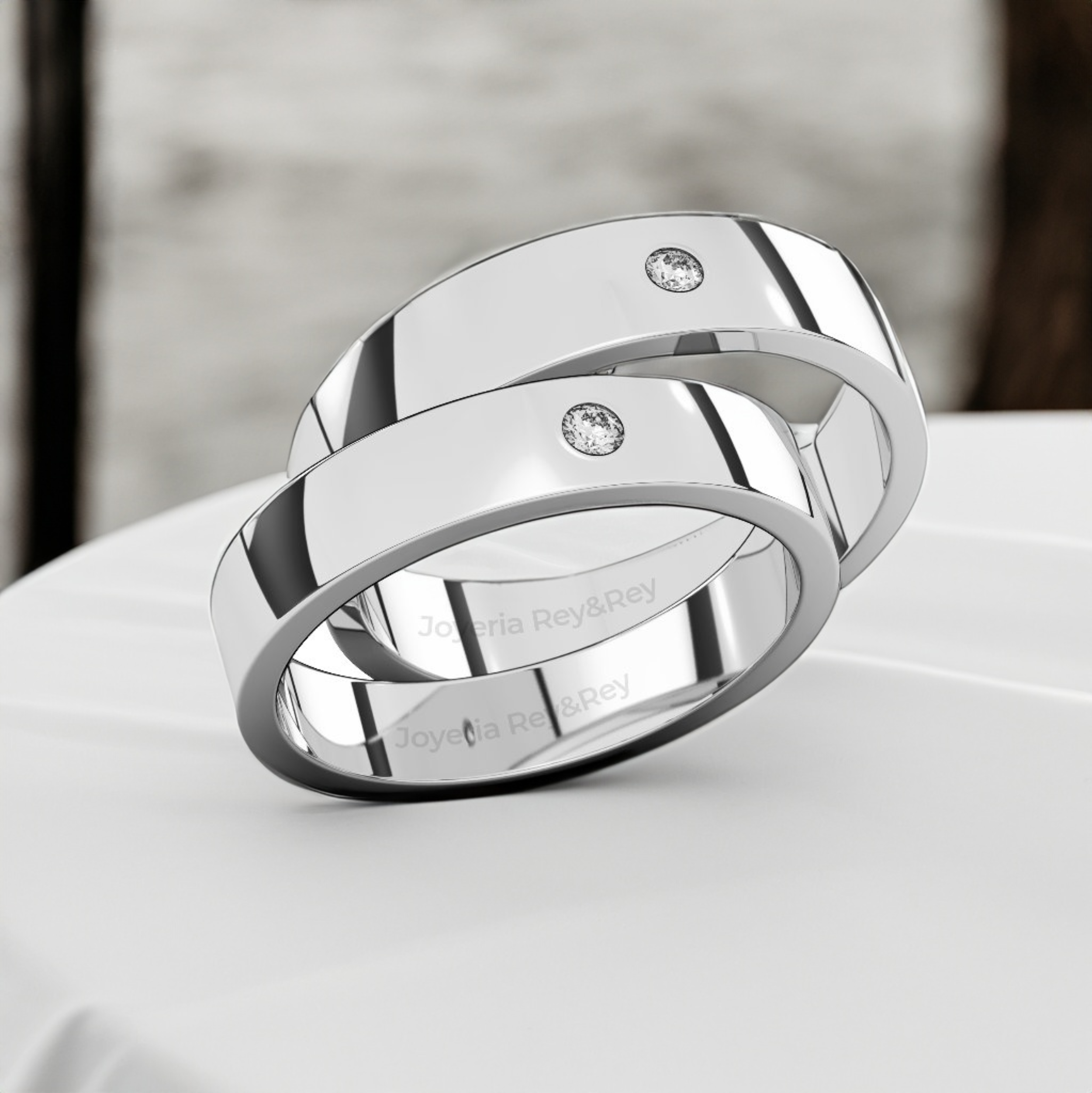 Anillos Matrimoniales Par Flat X de Plata .925