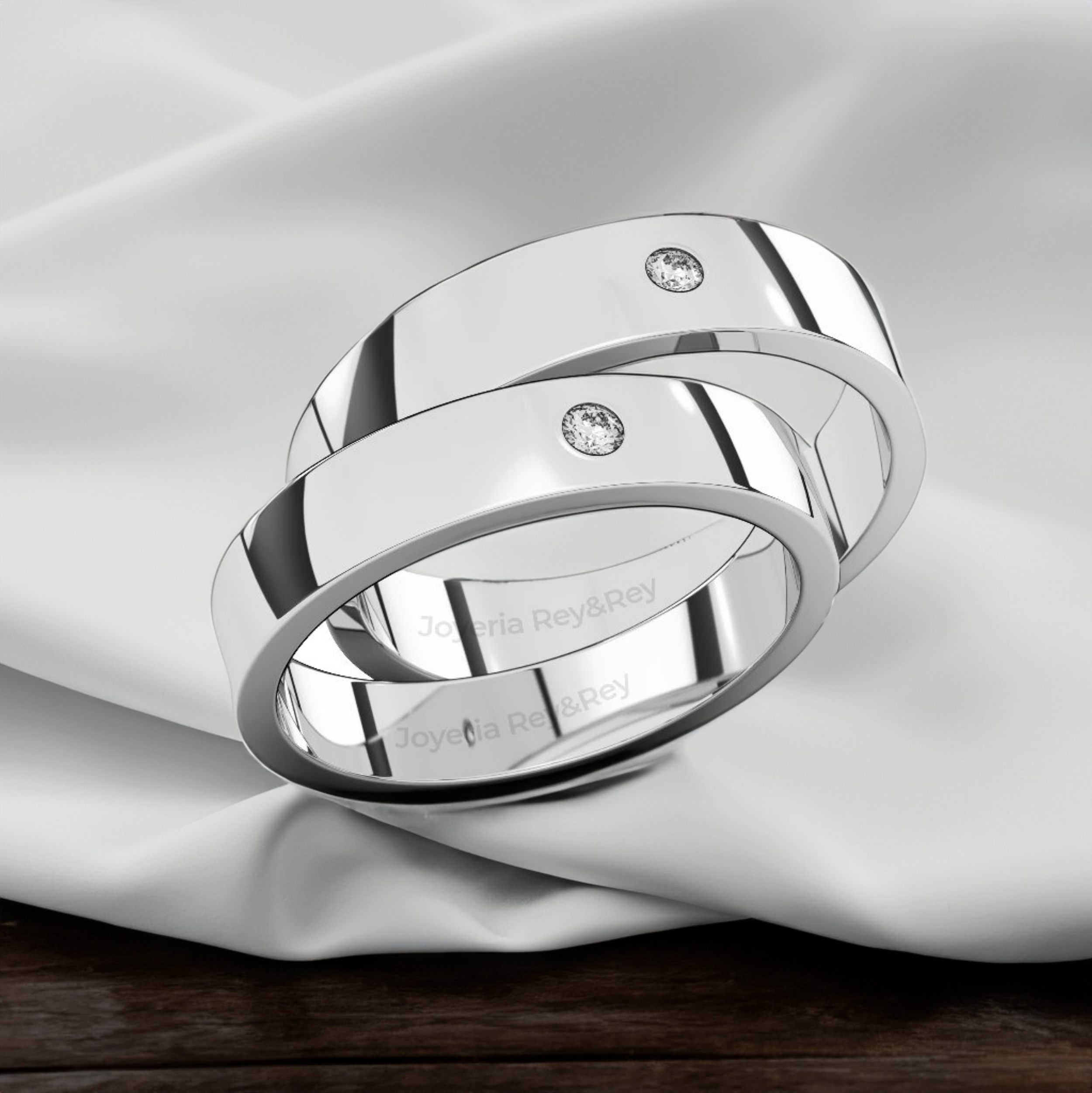 Anillos Matrimoniales Par Flat X de Plata .925