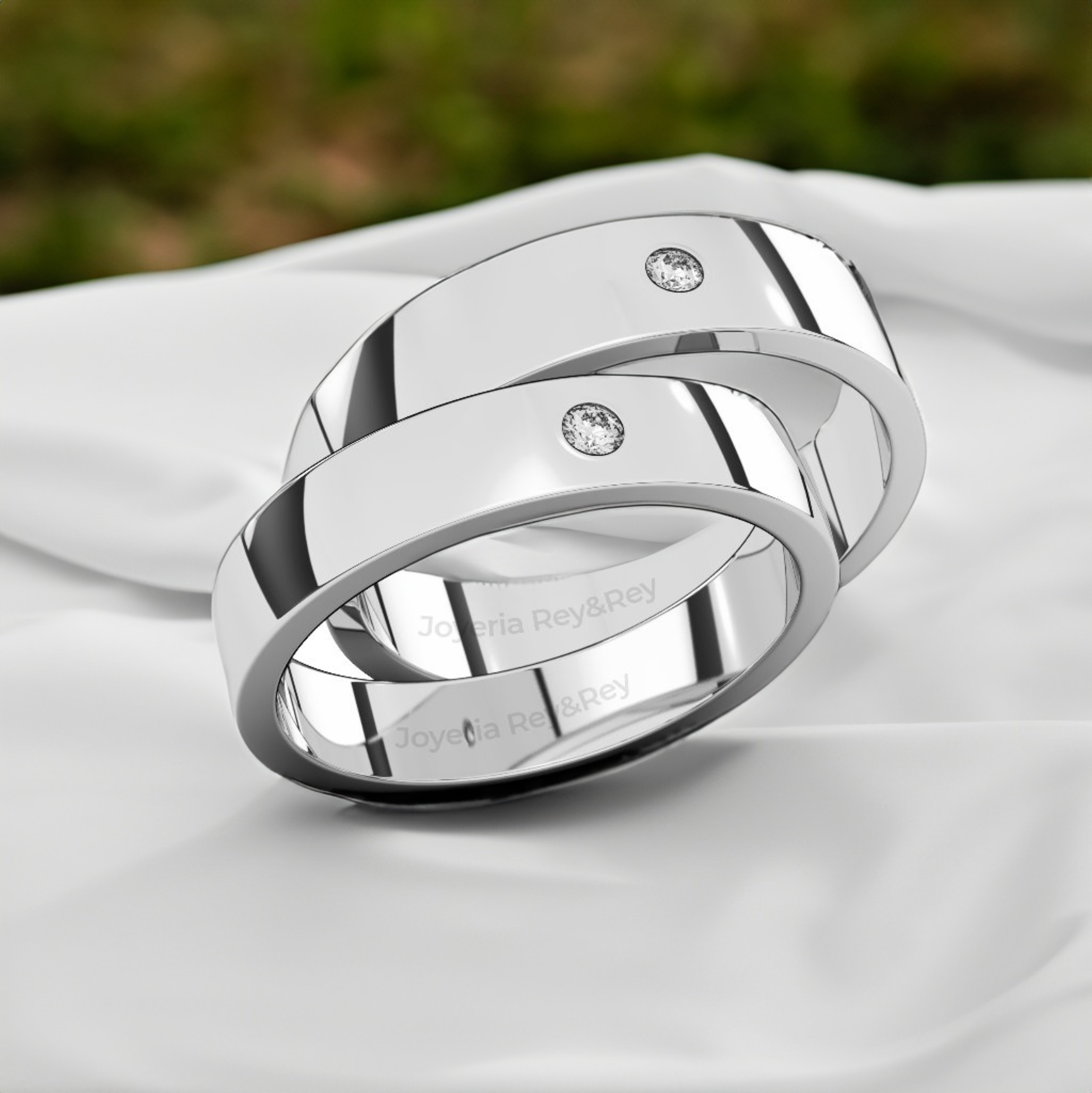 Anillos Matrimoniales Par Flat X de Plata .925