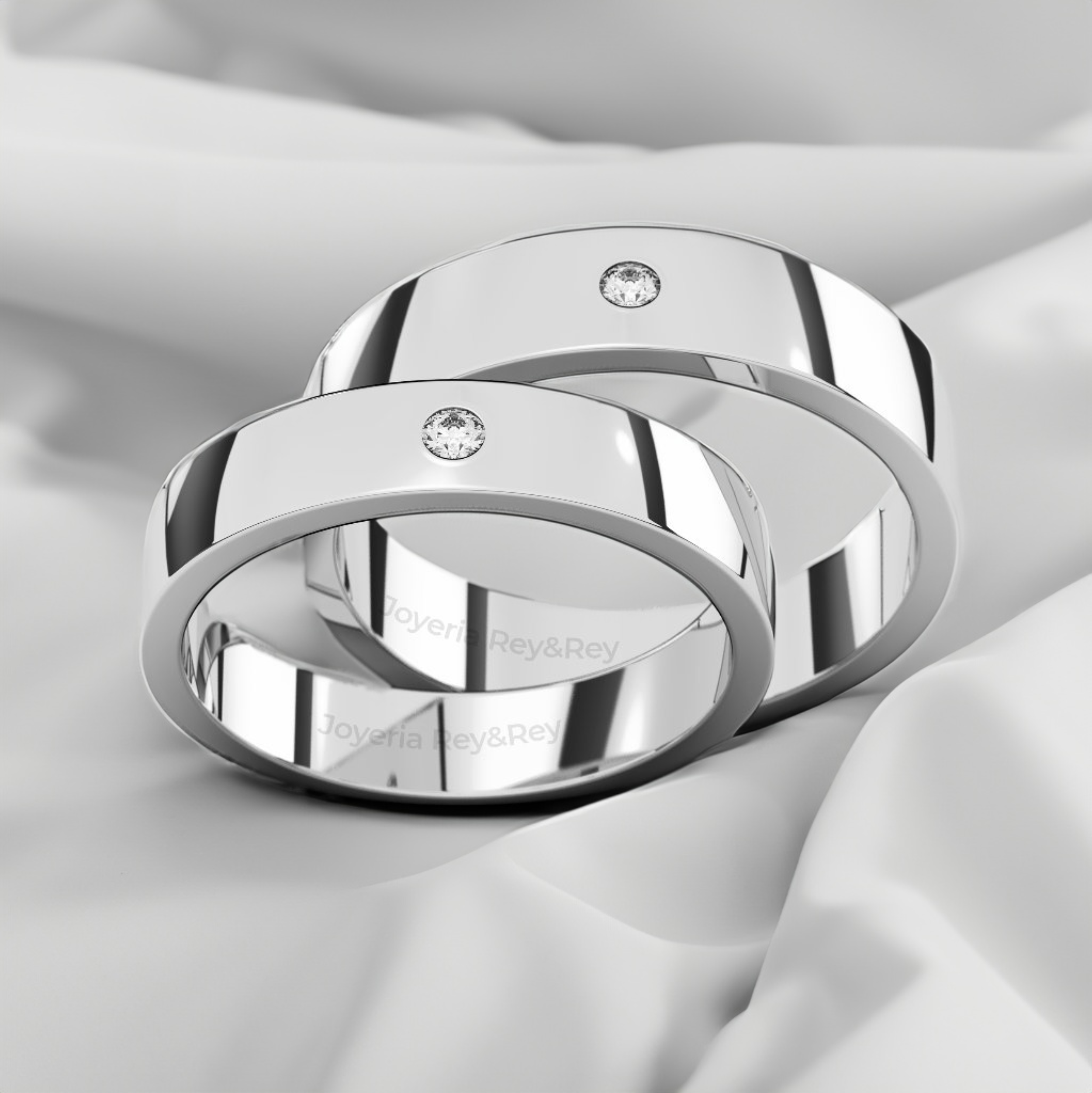 Anillos Matrimoniales Par Flat X de Plata .925