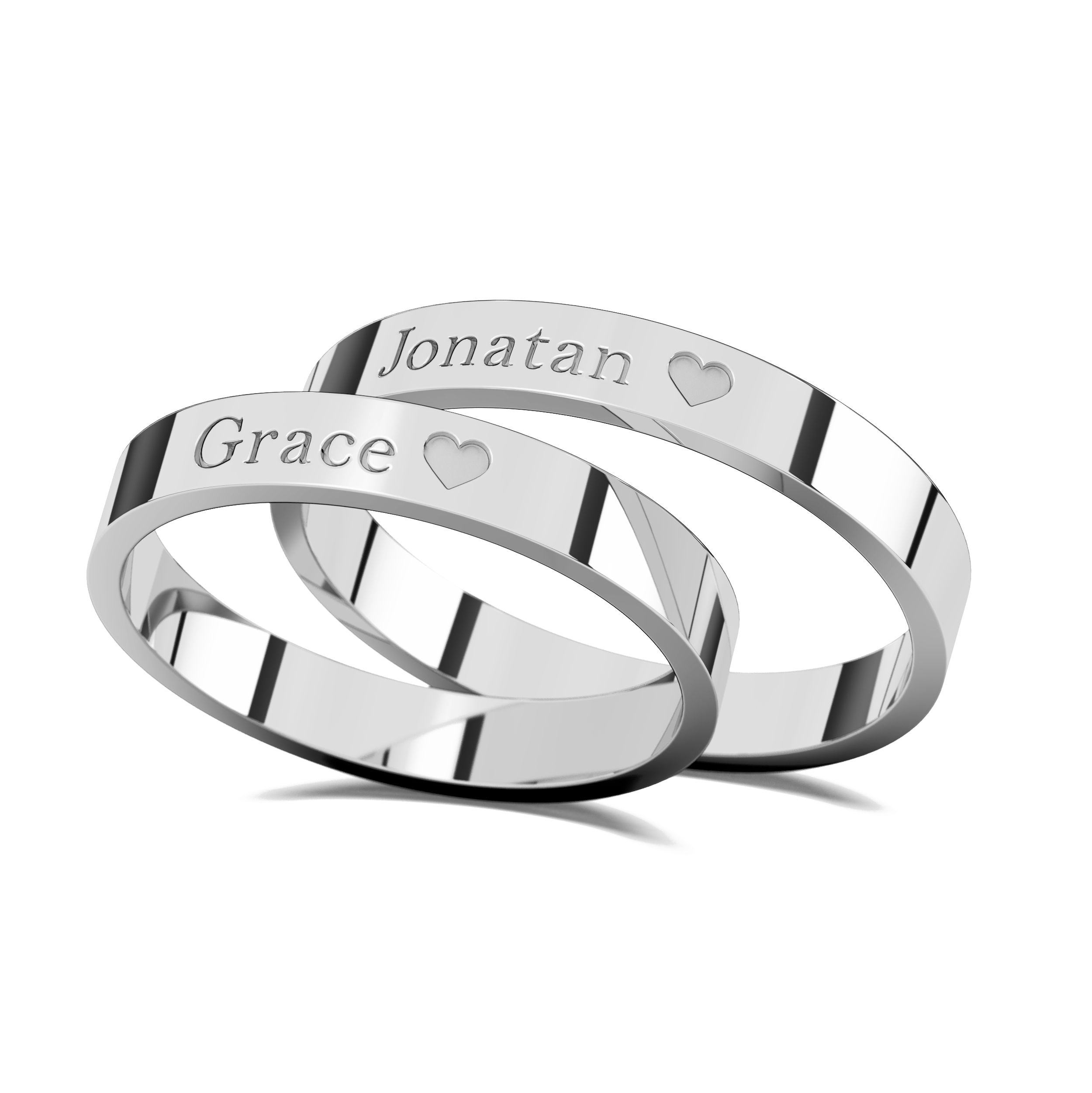 Anillos Matrimoniales Par Personalizables FlatS Name Plata .925