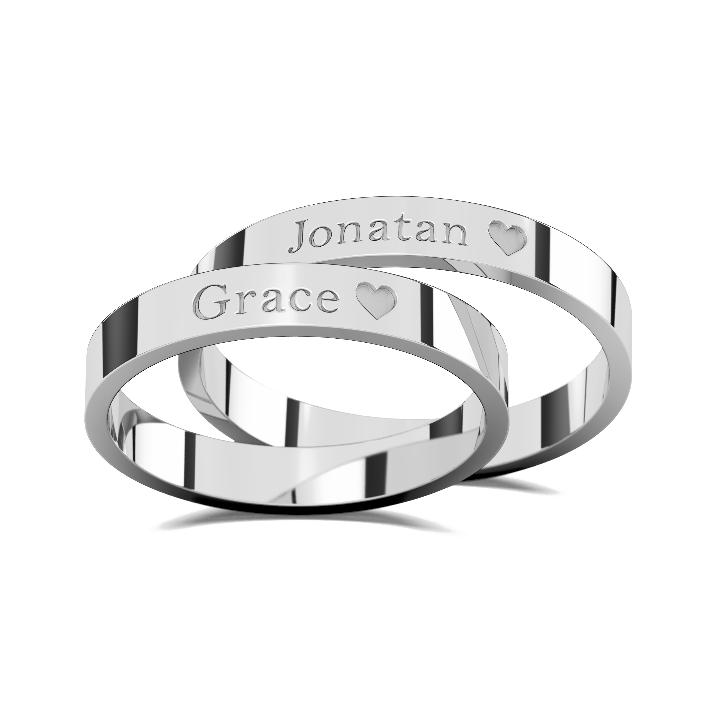 Anillos Matrimoniales Par Personalizables FlatS Name Plata .925