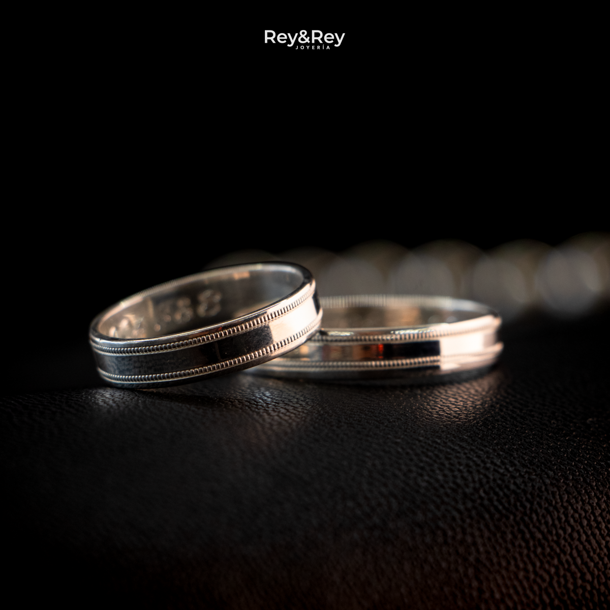 Anillos Matrimoniales Par Milgrain Plata