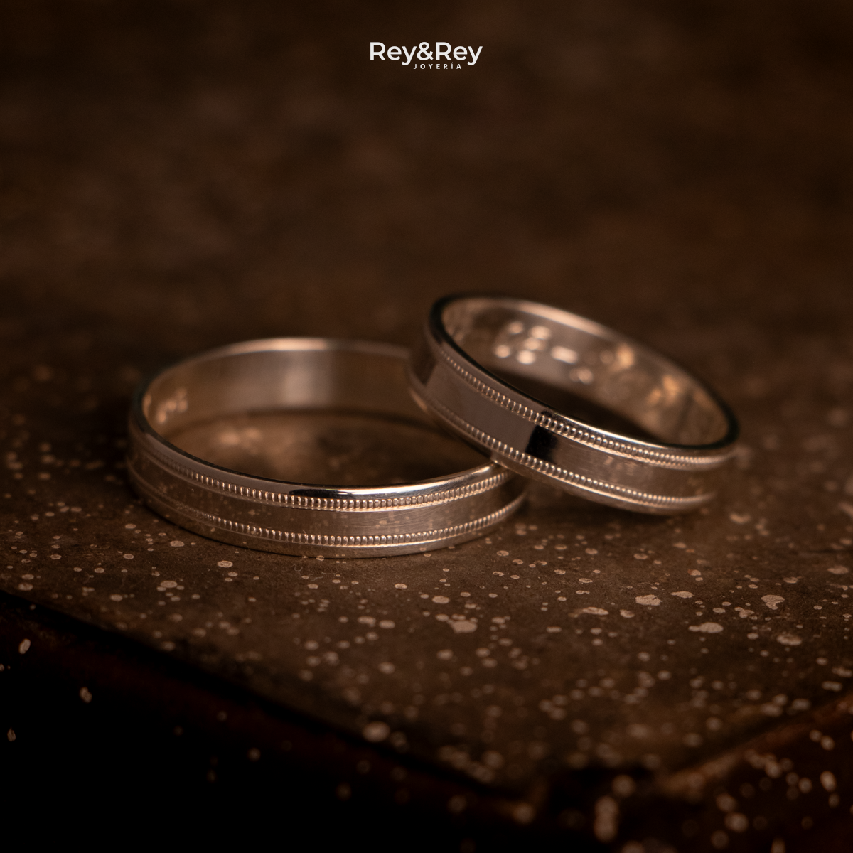 Anillos Matrimoniales Par Milgrain Plata