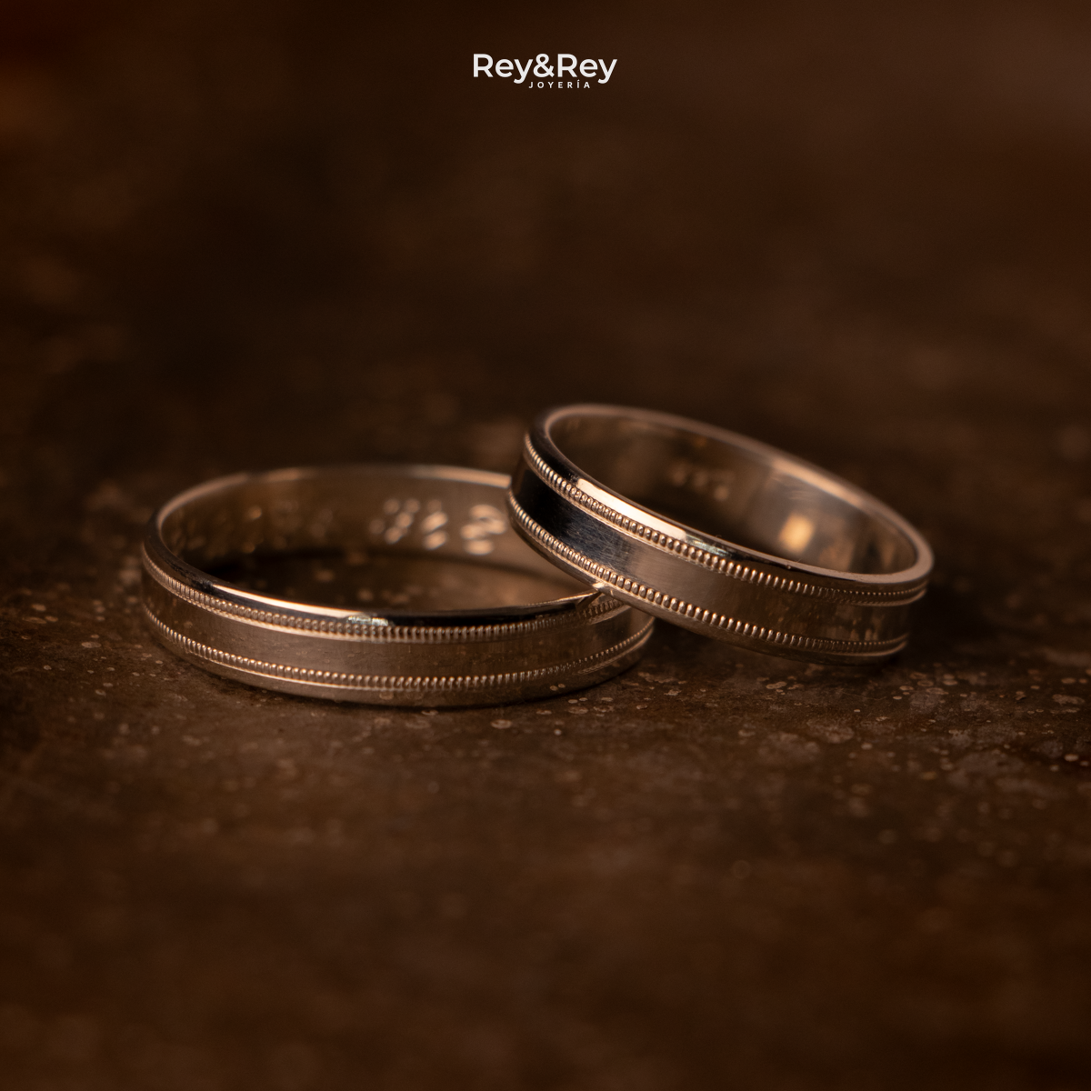 Anillos Matrimoniales Par Milgrain Plata