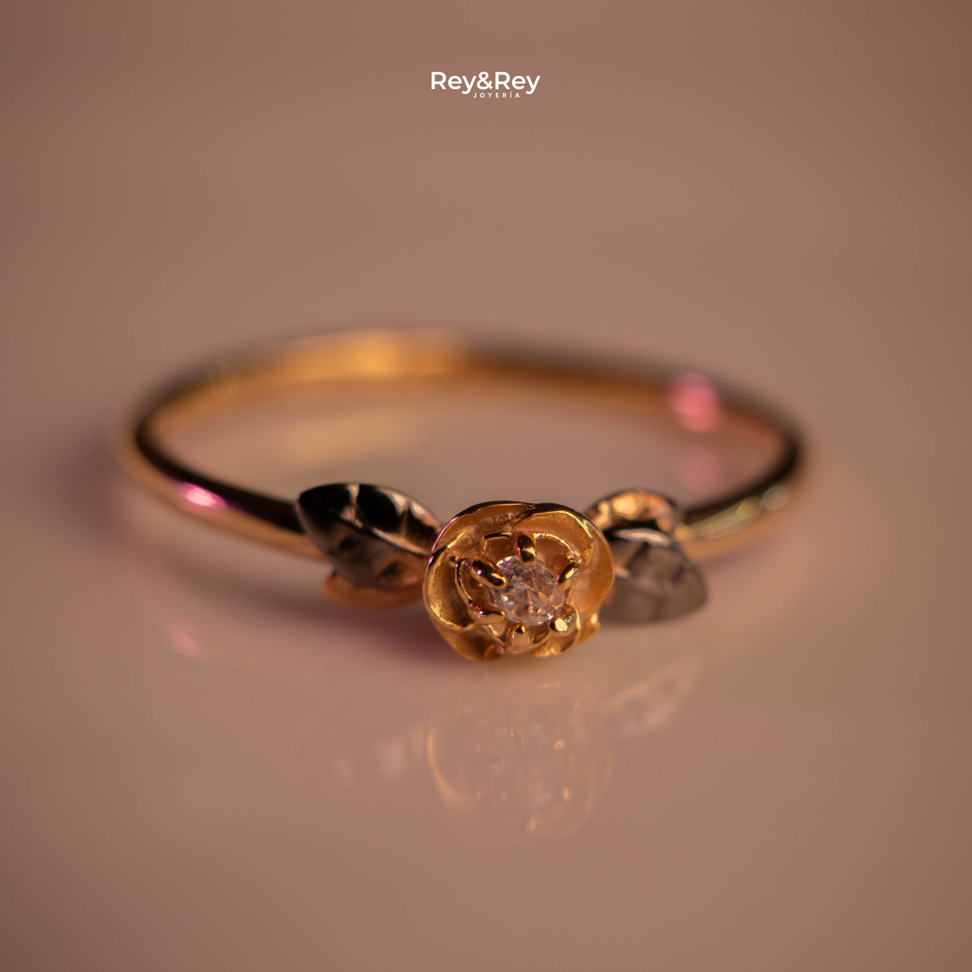 Anillo Compromiso Promesa Rosa de Oro 10k