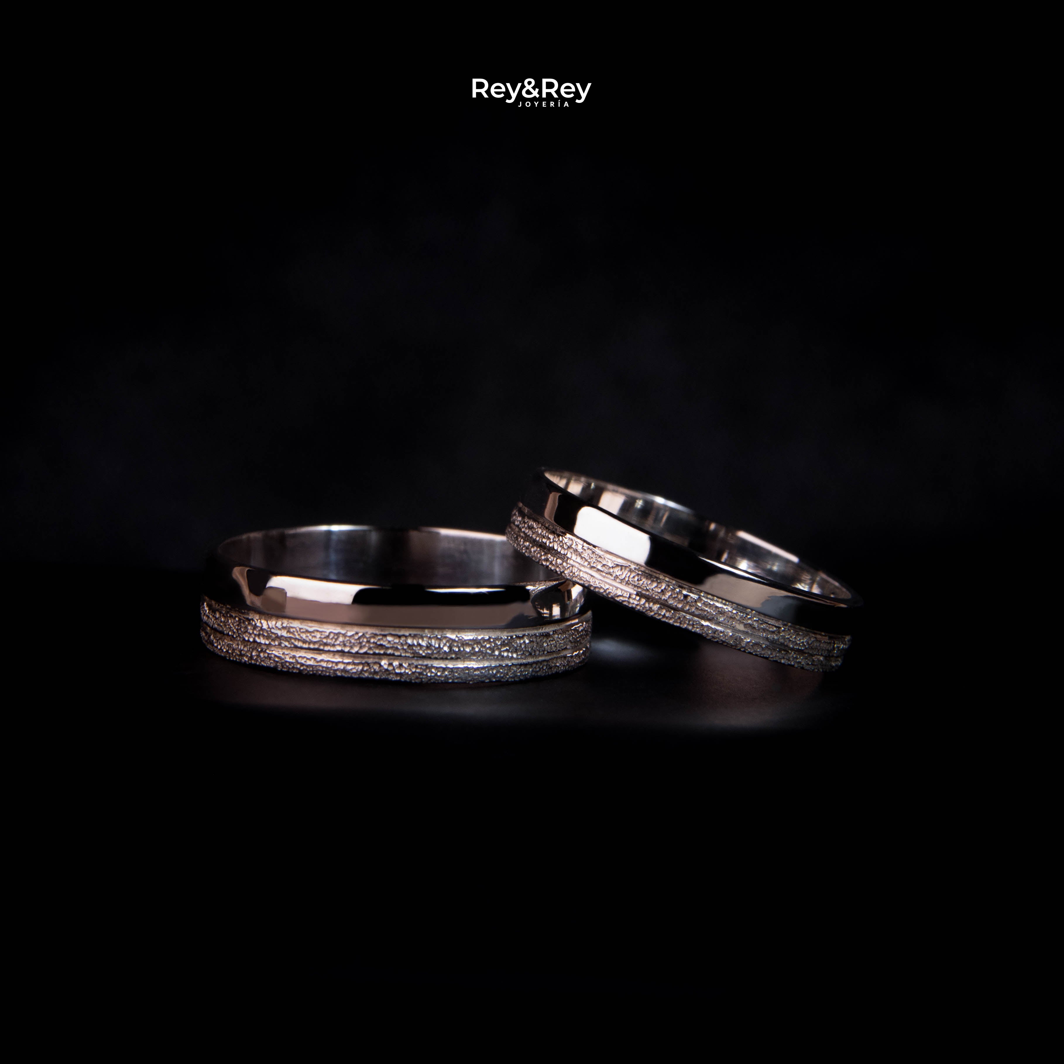 Anillos Matrimoniales Craquel LAT Plata Par